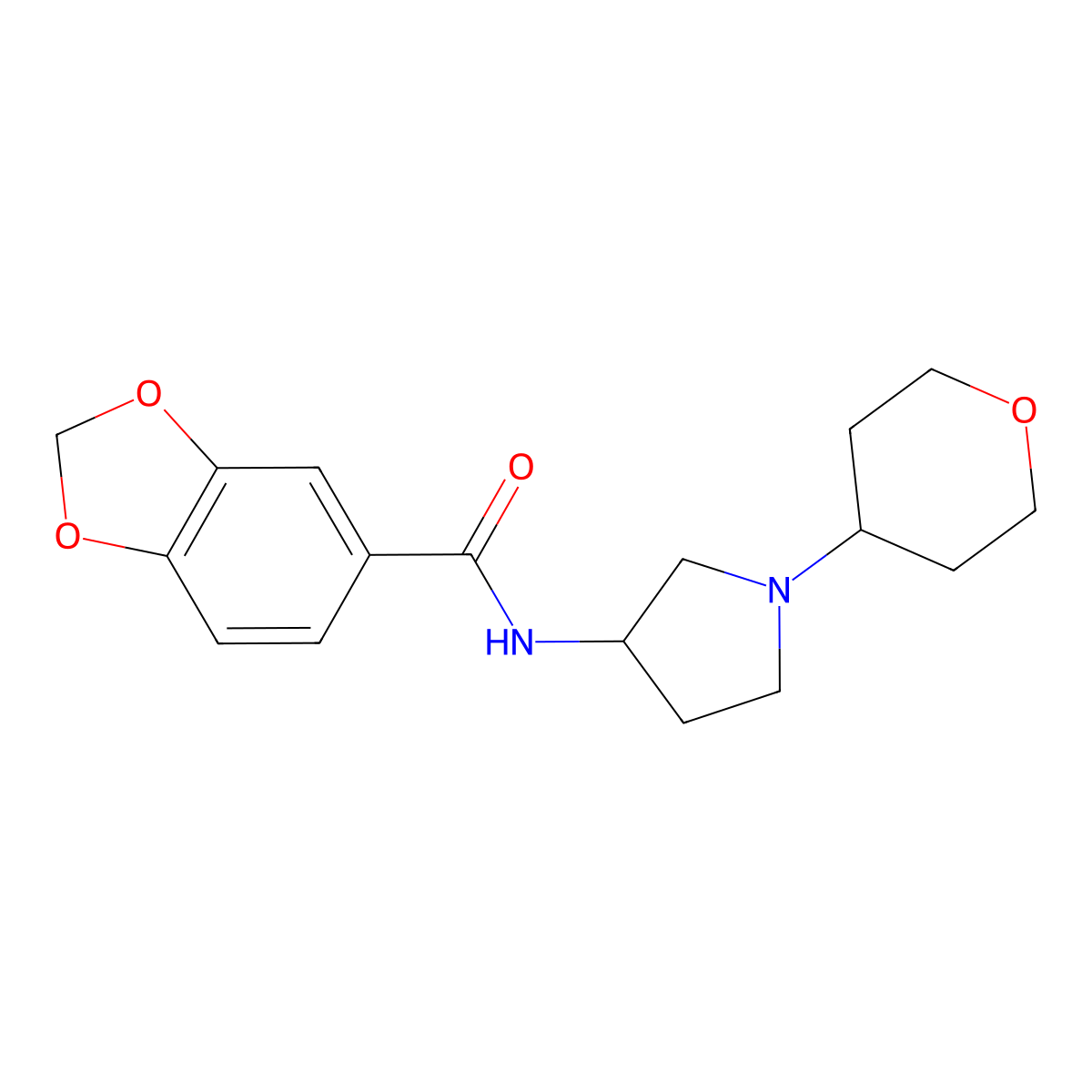 N-[1-(oxan-4-yl)pyrrolidin-3-yl]-2H-1,3-benzodioxole-5-carboxamide molecular structure, CAS 2320602-01-3