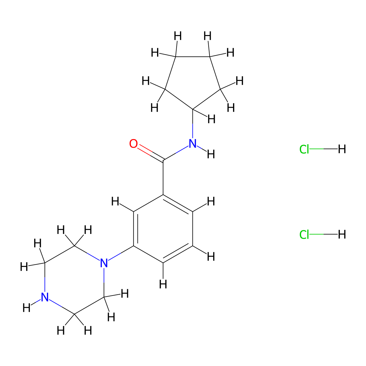 N-cyclopentyl-3-(piperazin-1-yl)benzamide dihydrochloride molecular structure, CAS 2320602-10-4