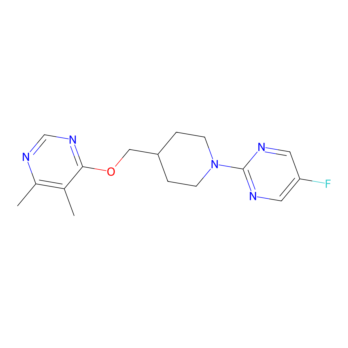 4-{[1-(5-Fluoropyrimidin-2-yl)piperidin-4-yl]methoxy}-5,6-dimethylpyrimidine molecular structure, CAS 2320602-81-9