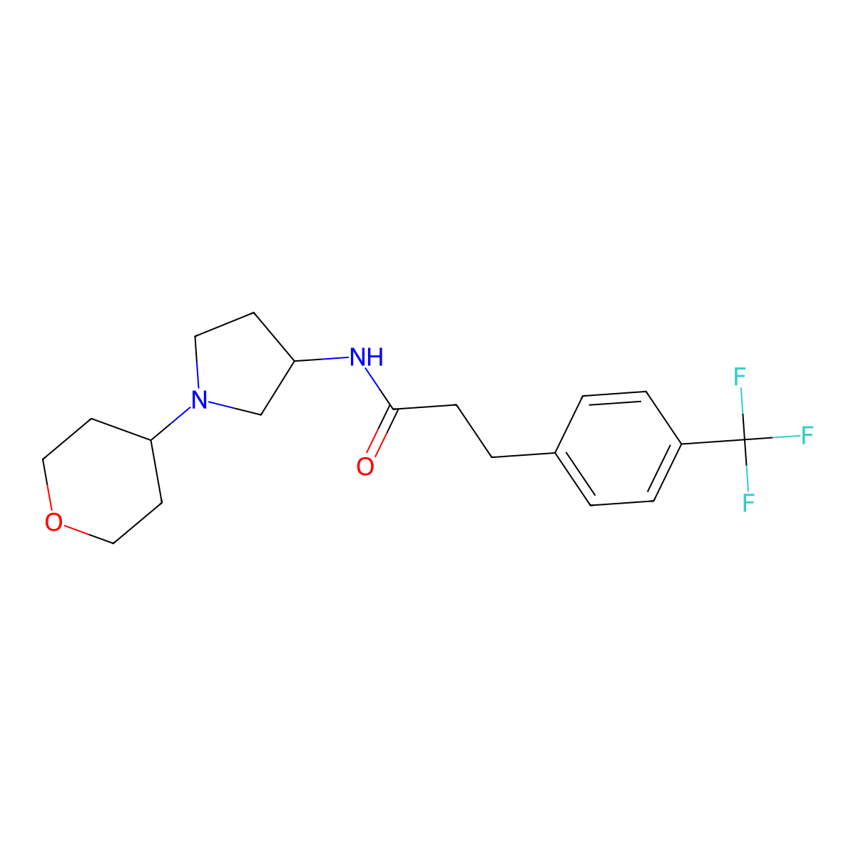 N-[1-(oxan-4-yl)pyrrolidin-3-yl]-3-[4-(trifluoromethyl)phenyl]propanamide molecular structure, CAS 2320604-99-5