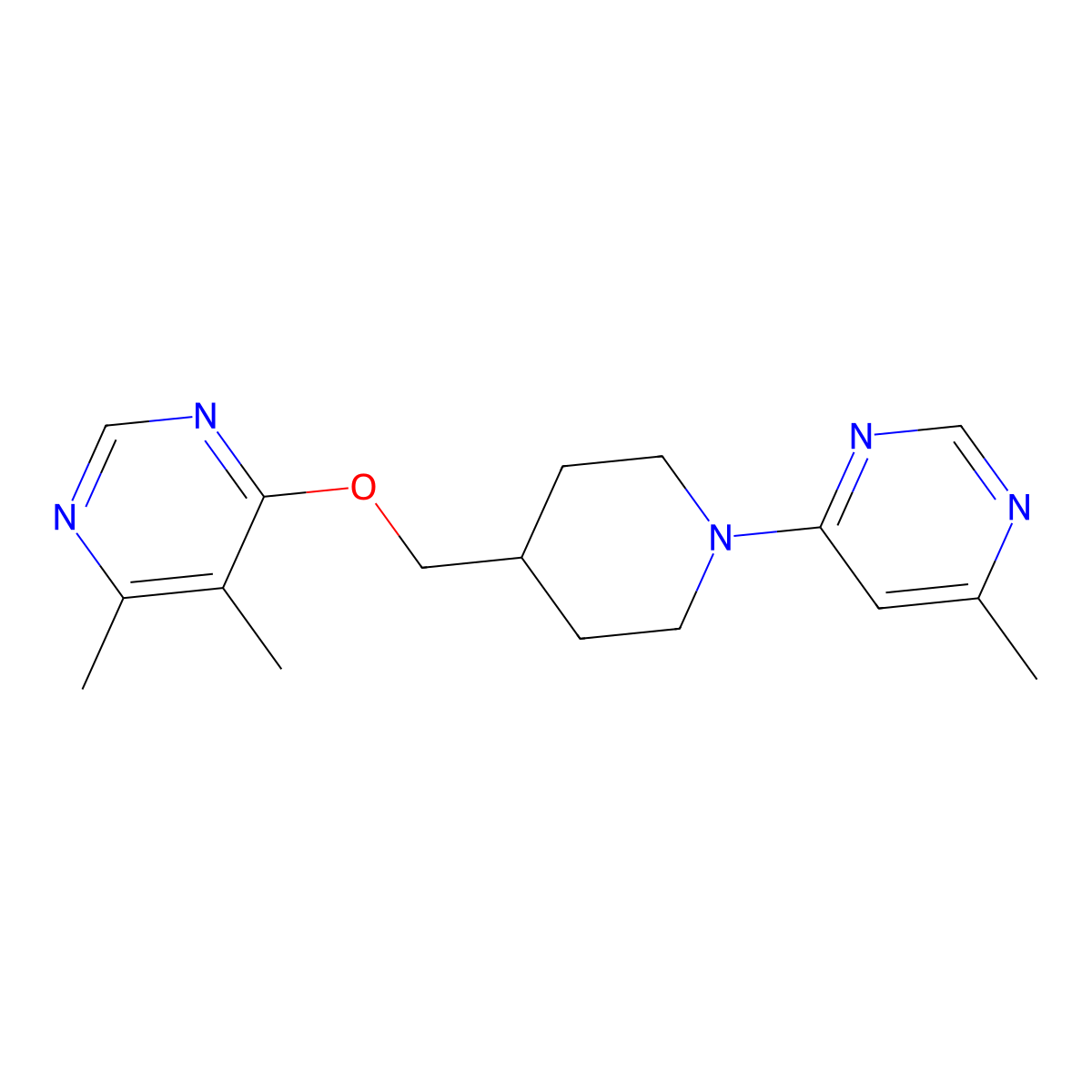 4,5-Dimethyl-6-{[1-(6-methylpyrimidin-4-yl)piperidin-4-yl]methoxy}pyrimidine molecular structure, CAS 2320605-13-6