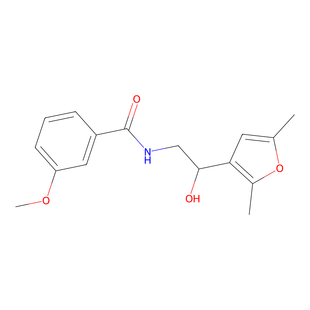 N-[2-(2,5-dimethylfuran-3-yl)-2-hydroxyethyl]-3-methoxybenzamide molecular structure, CAS 2320606-50-4