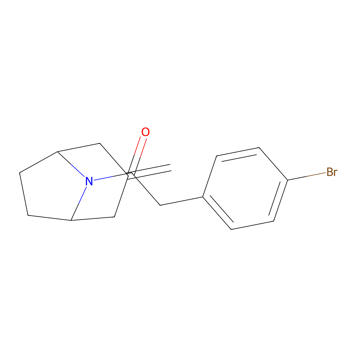2-(4-Bromophenyl)-1-{3-methylidene-8-azabicyclo[3.2.1]octan-8-yl}ethan-1-one molecular structure, CAS 2320606-67-3
