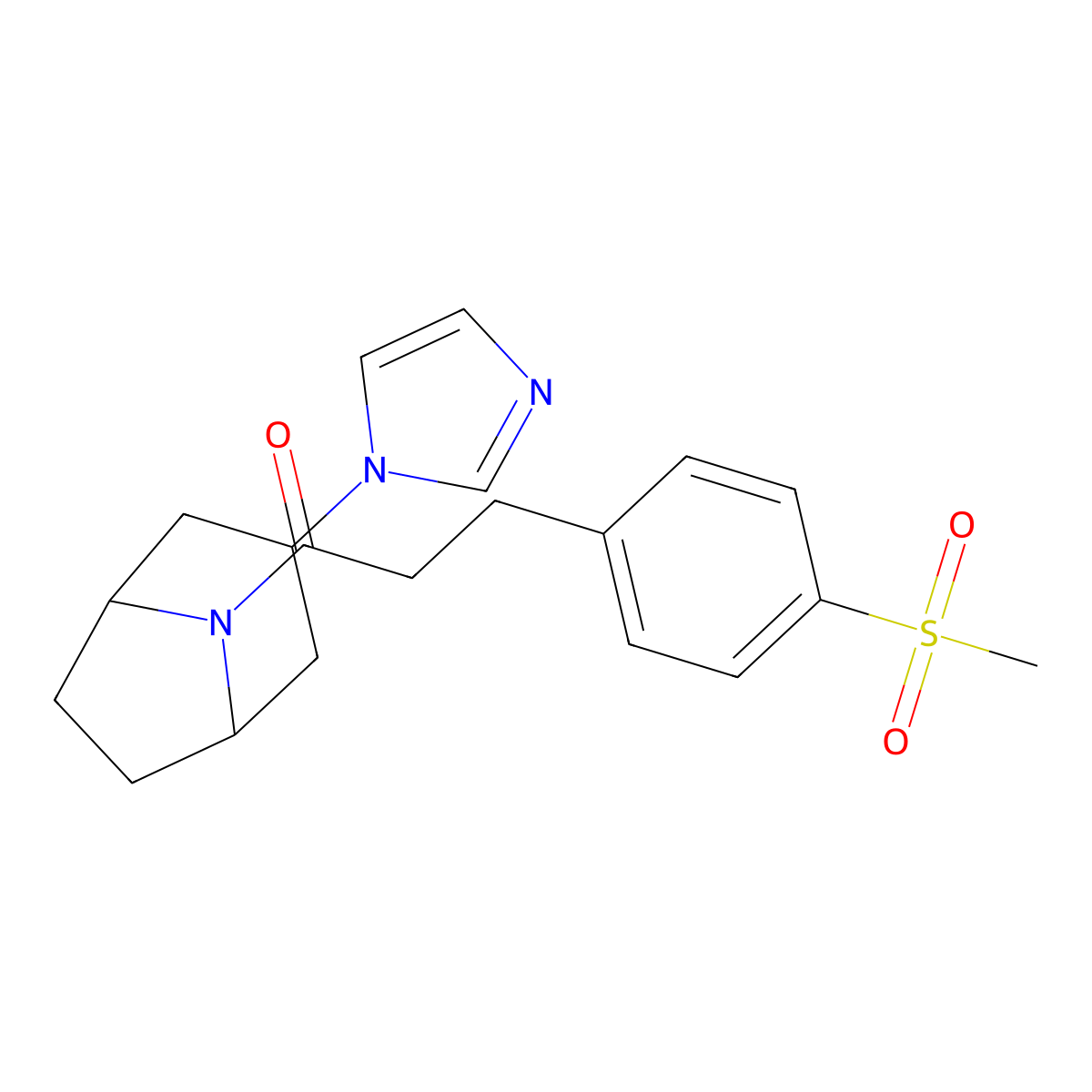 1-[3-(1H-imidazol-1-yl)-8-azabicyclo[3.2.1]octan-8-yl]-3-(4-methanesulfonylphenyl)propan-1-one molecular structure, CAS 2320607-44-9