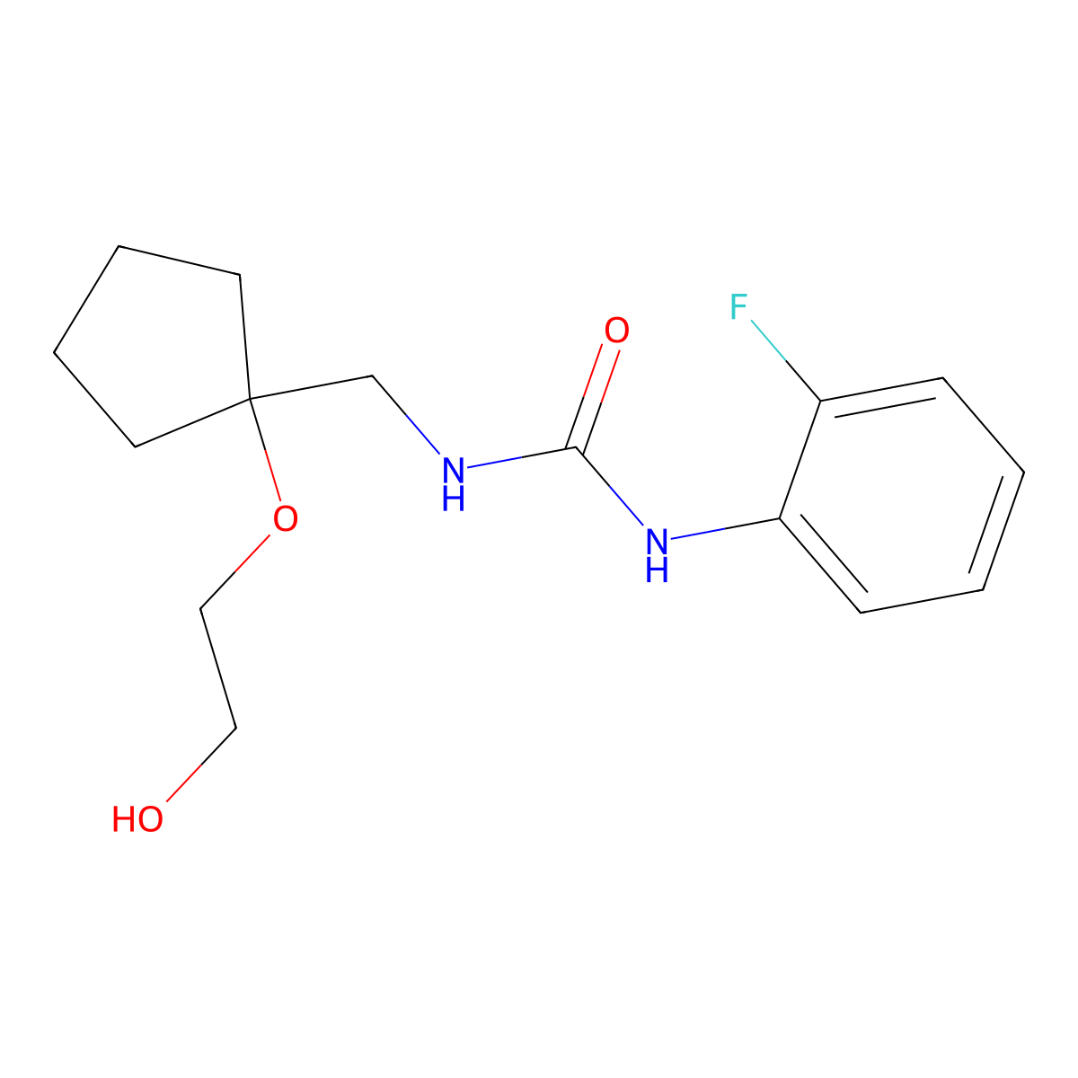 1-(2-Fluorophenyl)-3-((1-(2-hydroxyethoxy)cyclopentyl)methyl)urea molecular structure, CAS 2320608-06-6