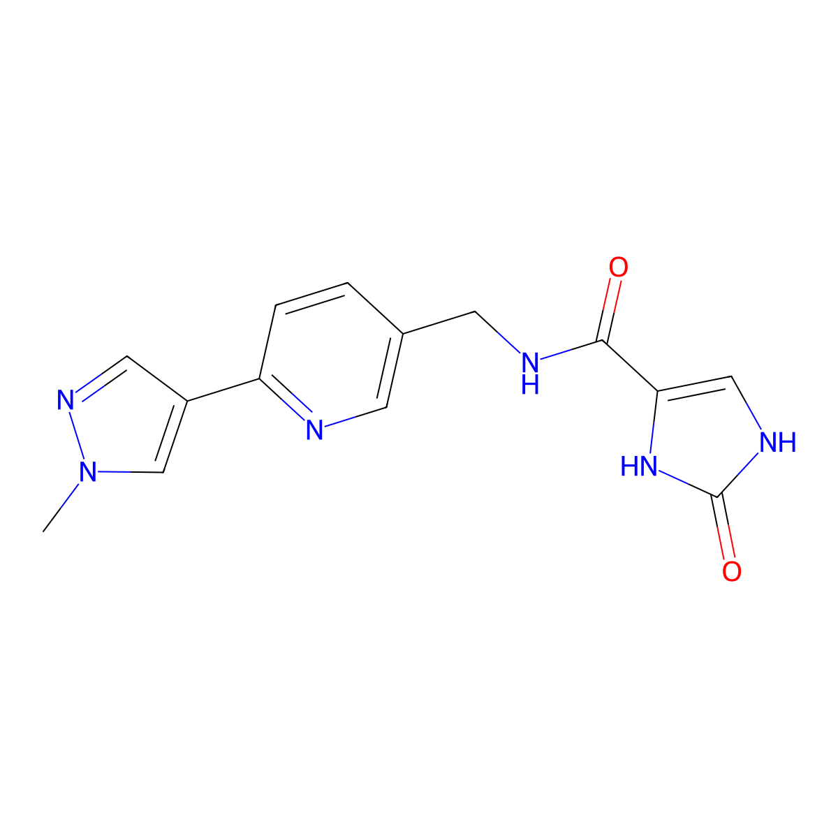 N-{[6-(1-methyl-1H-pyrazol-4-yl)pyridin-3-yl]methyl}-2-oxo-2,3-dihydro-1H-imidazole-4-carboxamide molecular structure, CAS 2320608-17-9