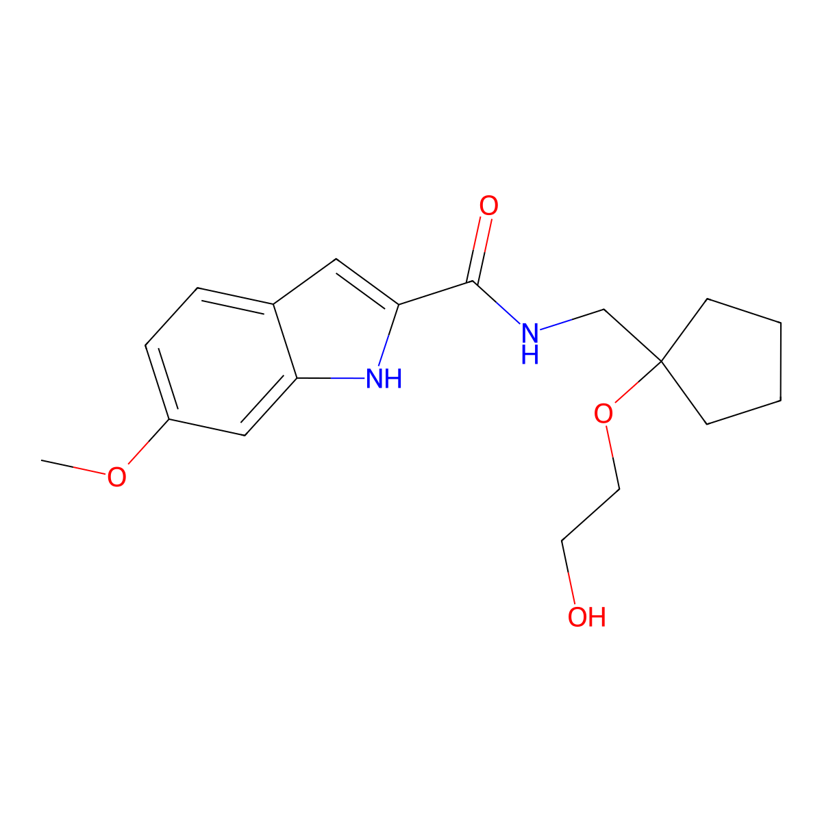N-{[1-(2-hydroxyethoxy)cyclopentyl]methyl}-6-methoxy-1H-indole-2-carboxamide molecular structure, CAS 2320608-27-1