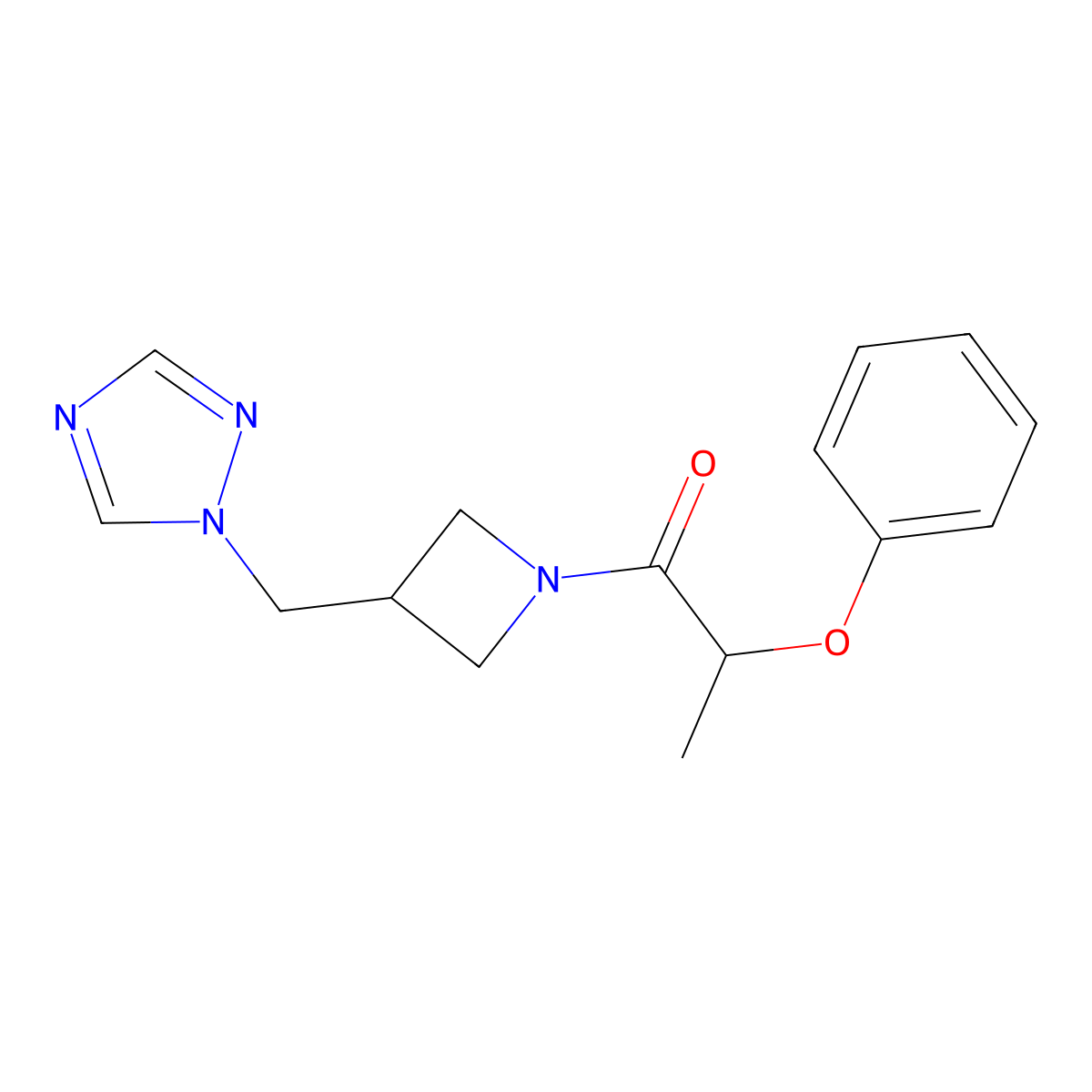 2-phenoxy-1-{3-[(1H-1,2,4-triazol-1-yl)methyl]azetidin-1-yl}propan-1-one molecular structure, CAS 2320609-20-7