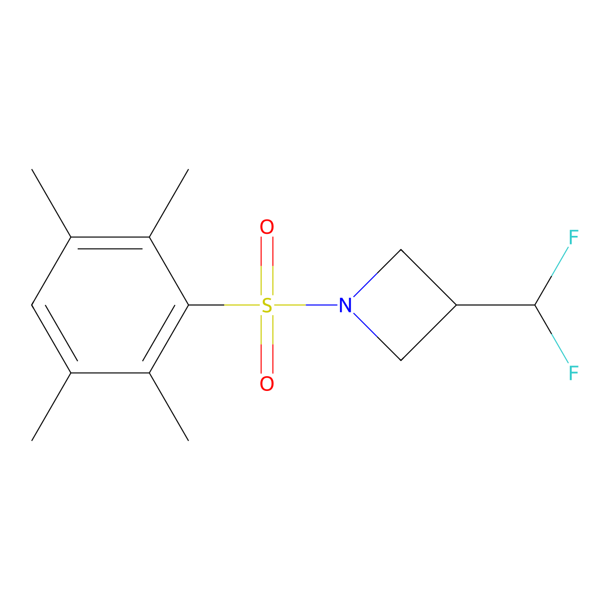 3-(Difluoromethyl)-1-(2,3,5,6-tetramethylbenzenesulfonyl)azetidine molecular structure, CAS 2320609-59-2