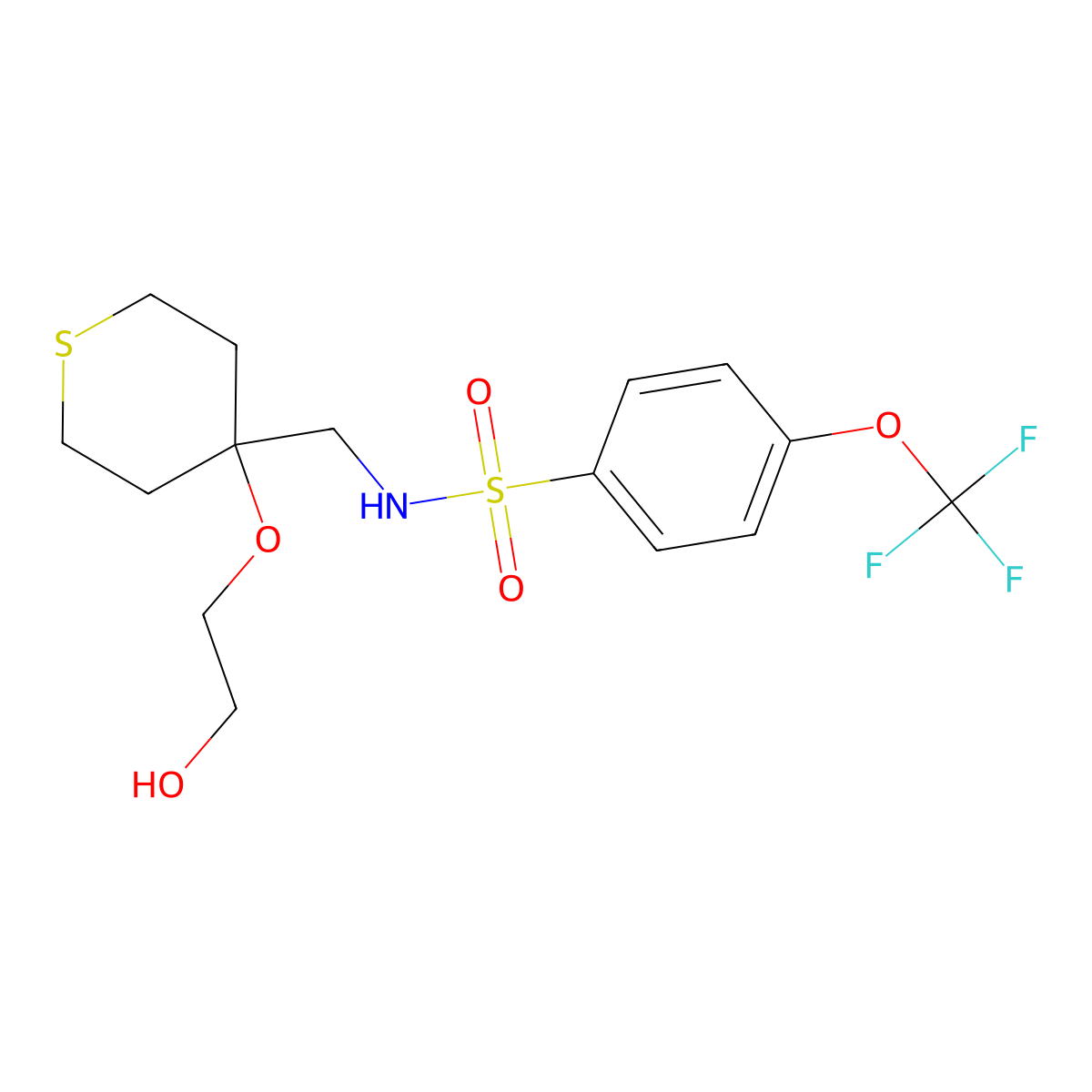 N-{[4-(2-hydroxyethoxy)thian-4-yl]methyl}-4-(trifluoromethoxy)benzene-1-sulfonamide molecular structure, CAS 2320641-52-7