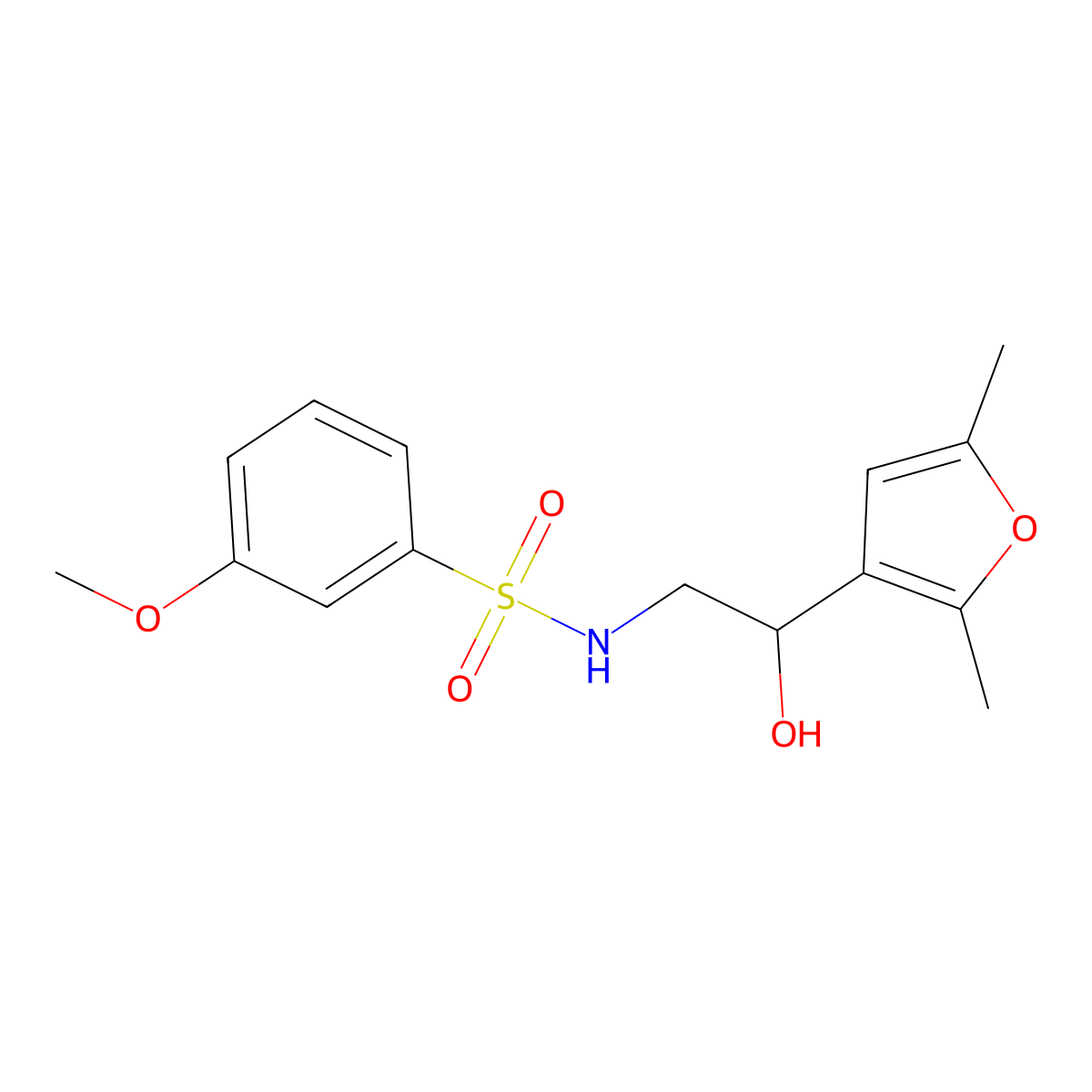 N-[2-(2,5-dimethylfuran-3-yl)-2-hydroxyethyl]-3-methoxybenzene-1-sulfonamide molecular structure, CAS 2320641-78-7