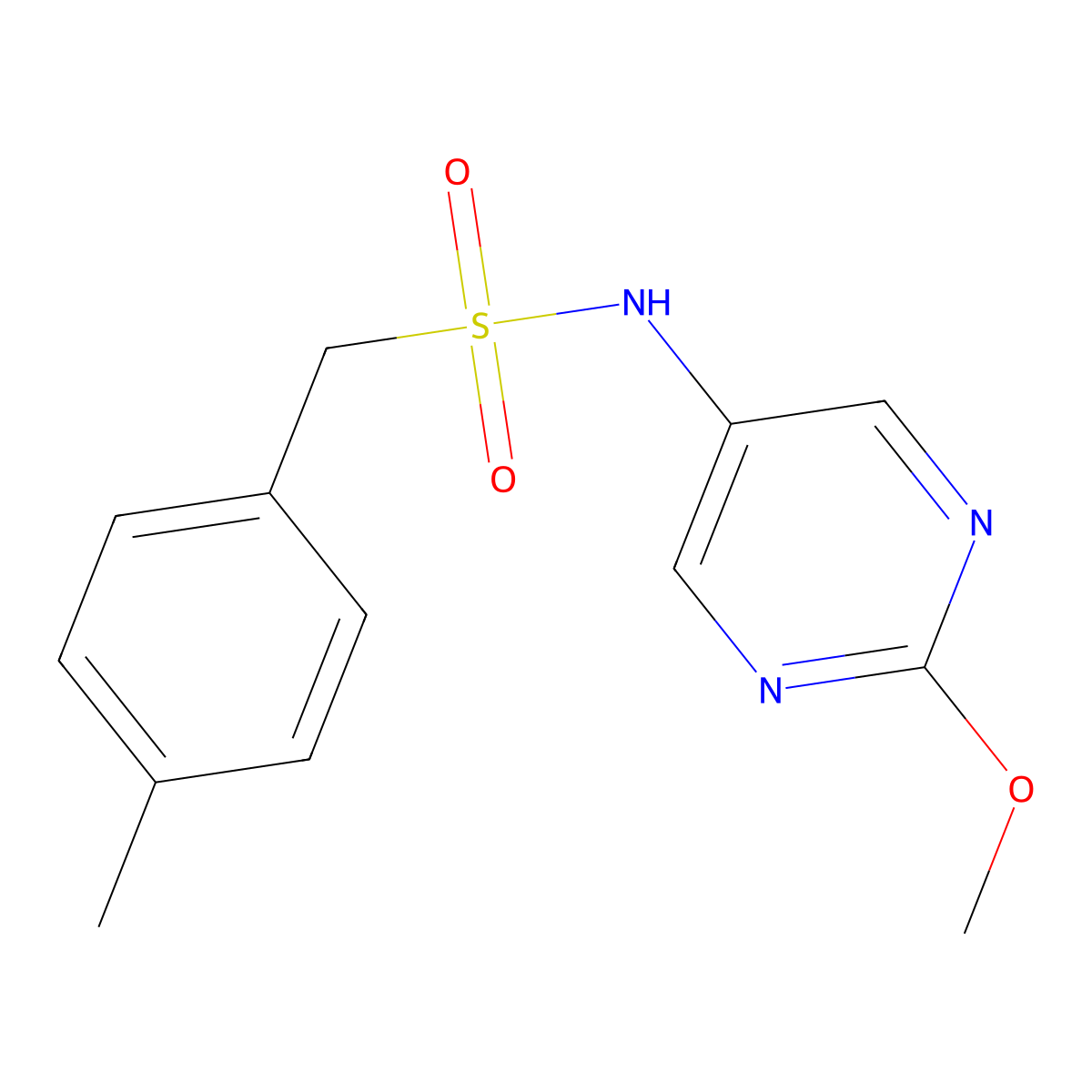 N-(2-methoxypyrimidin-5-yl)-1-(4-methylphenyl)methanesulfonamide molecular structure, CAS 2320641-89-0