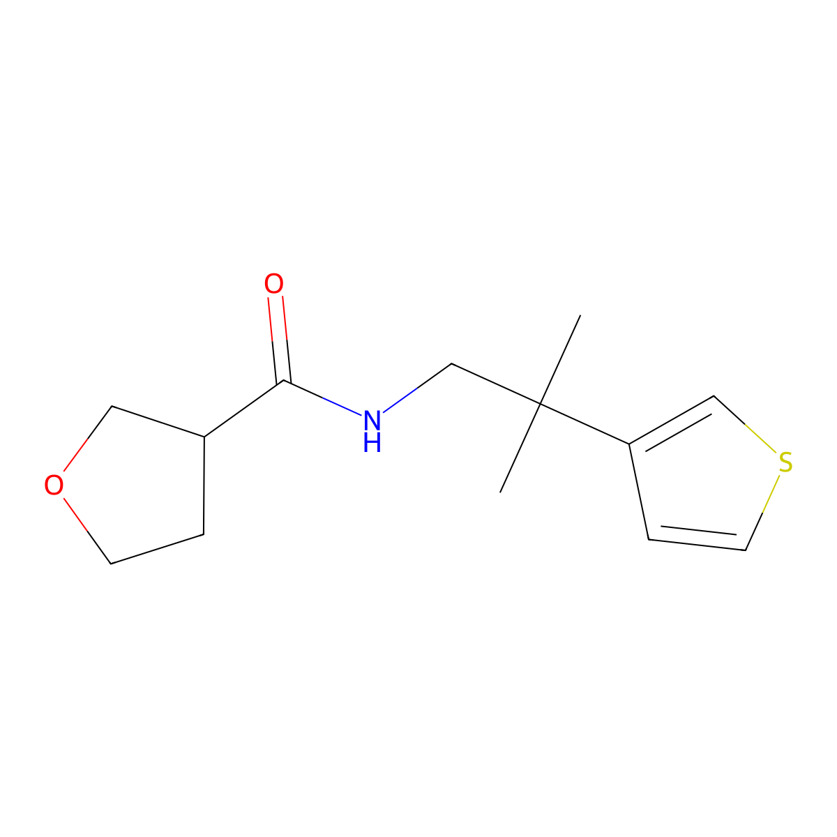 N-[2-methyl-2-(thiophen-3-yl)propyl]oxolane-3-carboxamide molecular structure, CAS 2320642-04-2