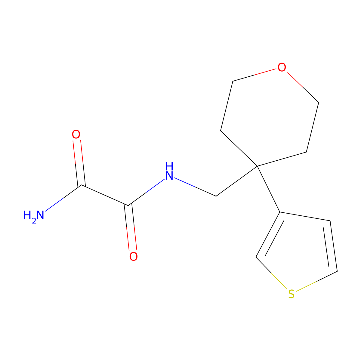 N'-{[4-(thiophen-3-yl)oxan-4-yl]methyl}ethanediamide molecular structure, CAS 2320642-14-4
