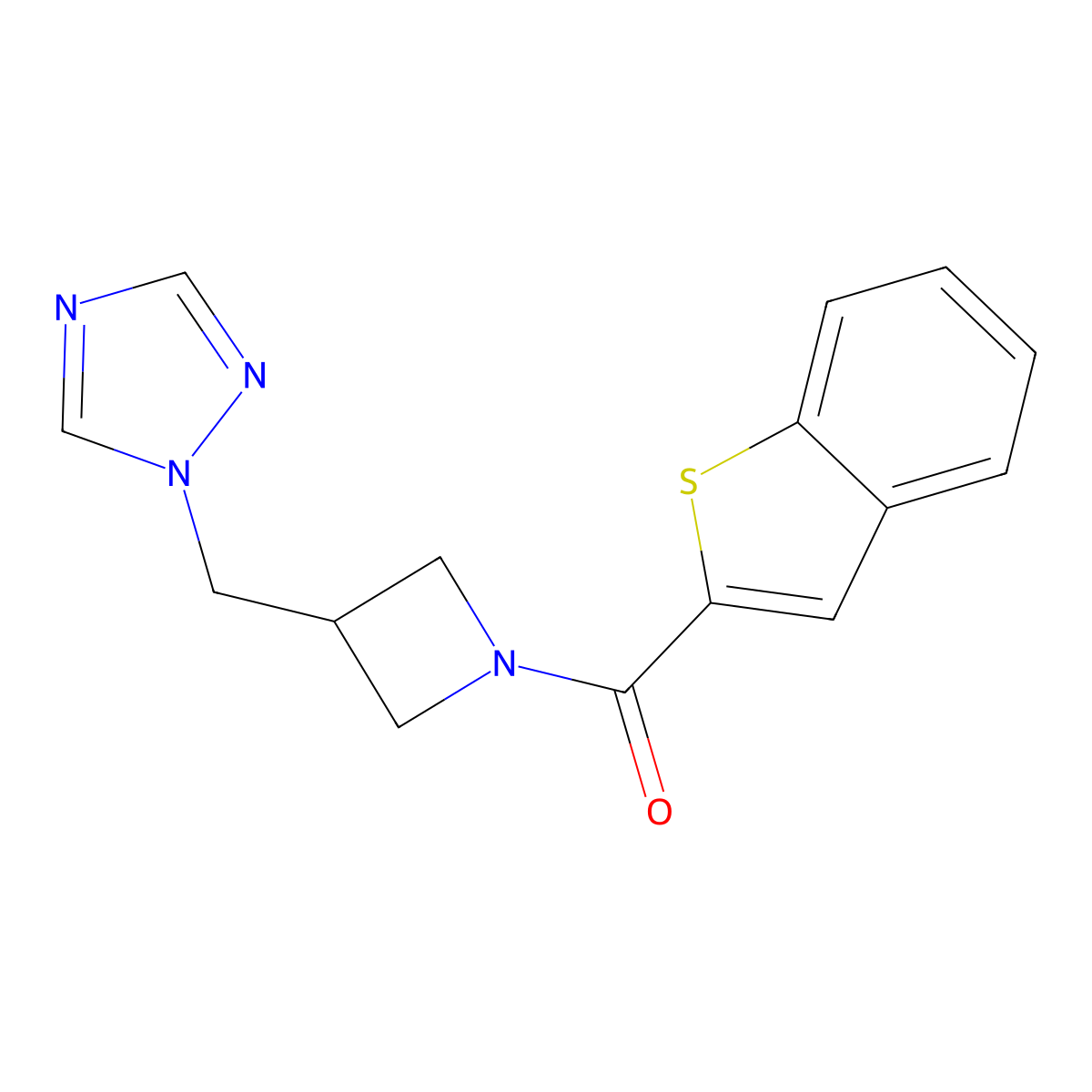 1-{[1-(1-benzothiophene-2-carbonyl)azetidin-3-yl]methyl}-1H-1,2,4-triazole molecular structure, CAS 2320642-57-5