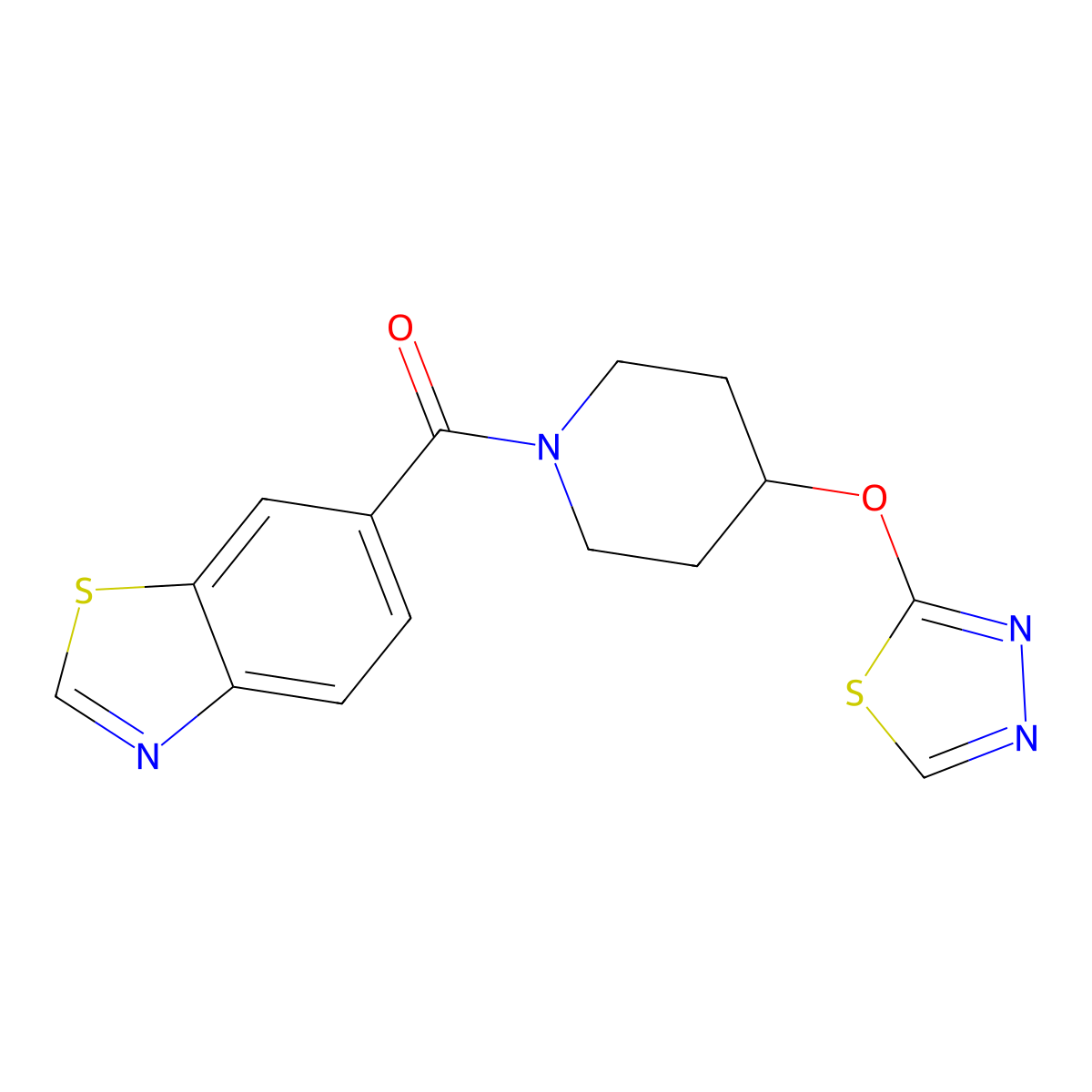 6-[4-(1,3,4-Thiadiazol-2-yloxy)piperidine-1-carbonyl]-1,3-benzothiazole molecular structure, CAS 2320643-18-1
