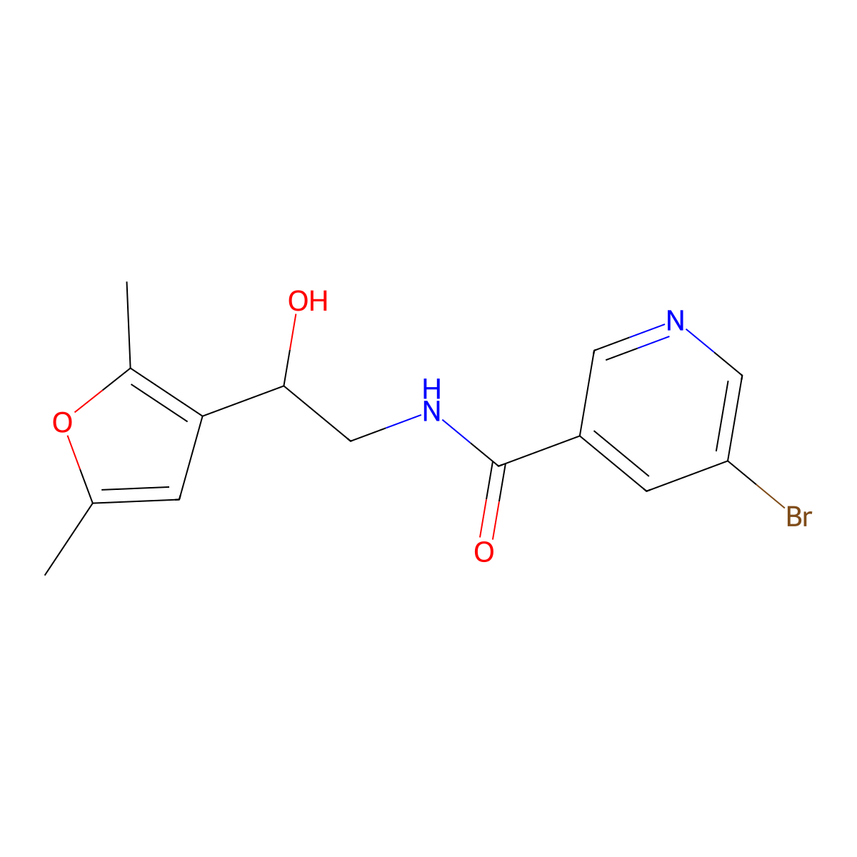 5-bromo-N-[2-(2,5-dimethylfuran-3-yl)-2-hydroxyethyl]pyridine-3-carboxamide molecular structure, CAS 2320662-56-2