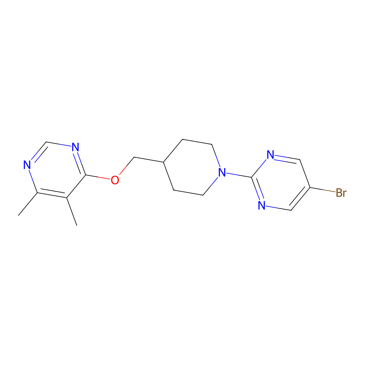 4-{[1-(5-Bromopyrimidin-2-yl)piperidin-4-yl]methoxy}-5,6-dimethylpyrimidine molecular structure, CAS 2320662-64-2
