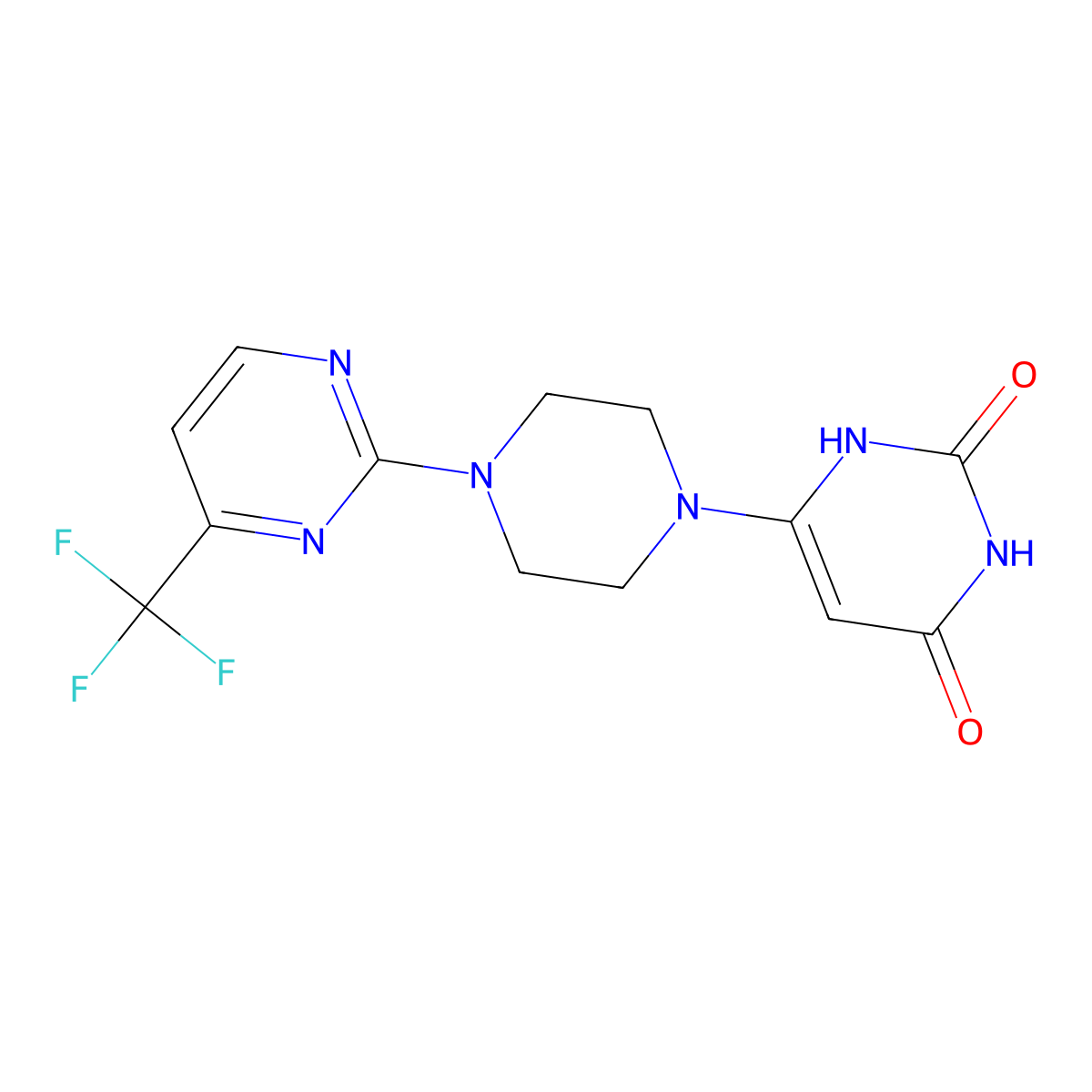 6-(4-(4-(trifluoromethyl)pyrimidin-2-yl)piperazin-1-yl)pyrimidine-2,4(1H,3H)-dione molecular structure, CAS 2320662-67-5