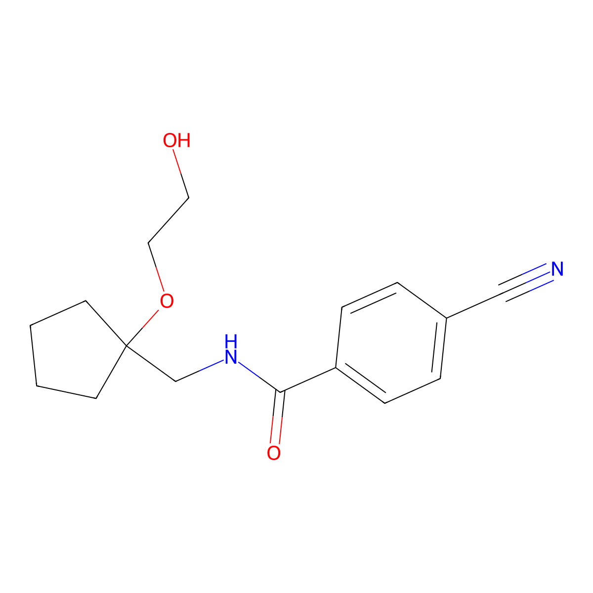 4-cyano-N-{[1-(2-hydroxyethoxy)cyclopentyl]methyl}benzamide molecular structure, CAS 2320662-73-3
