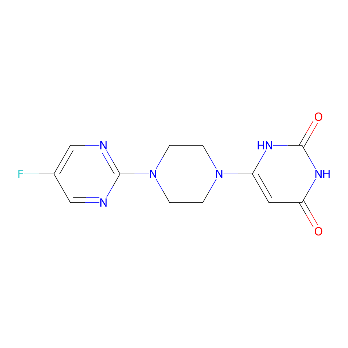 6-(4-(5-fluoropyrimidin-2-yl)piperazin-1-yl)pyrimidine-2,4(1H,3H)-dione molecular structure, CAS 2320662-87-9