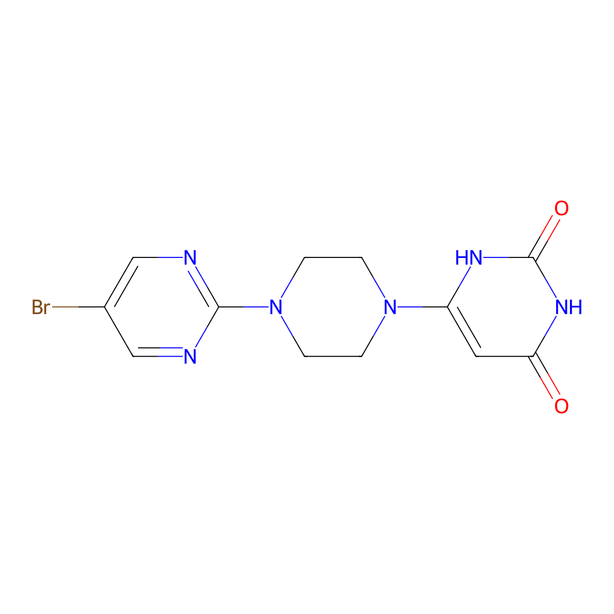 6-(4-(5-bromopyrimidin-2-yl)piperazin-1-yl)pyrimidine-2,4(1H,3H)-dione molecular structure, CAS 2320662-94-8
