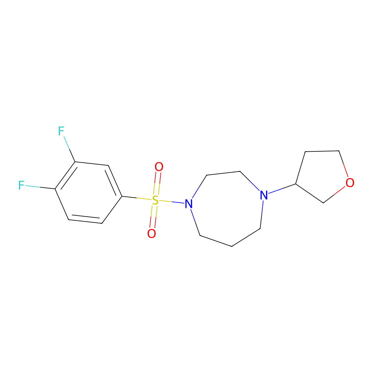 1-(3,4-Difluorobenzenesulfonyl)-4-(oxolan-3-yl)-1,4-diazepane molecular structure, CAS 2320663-18-9