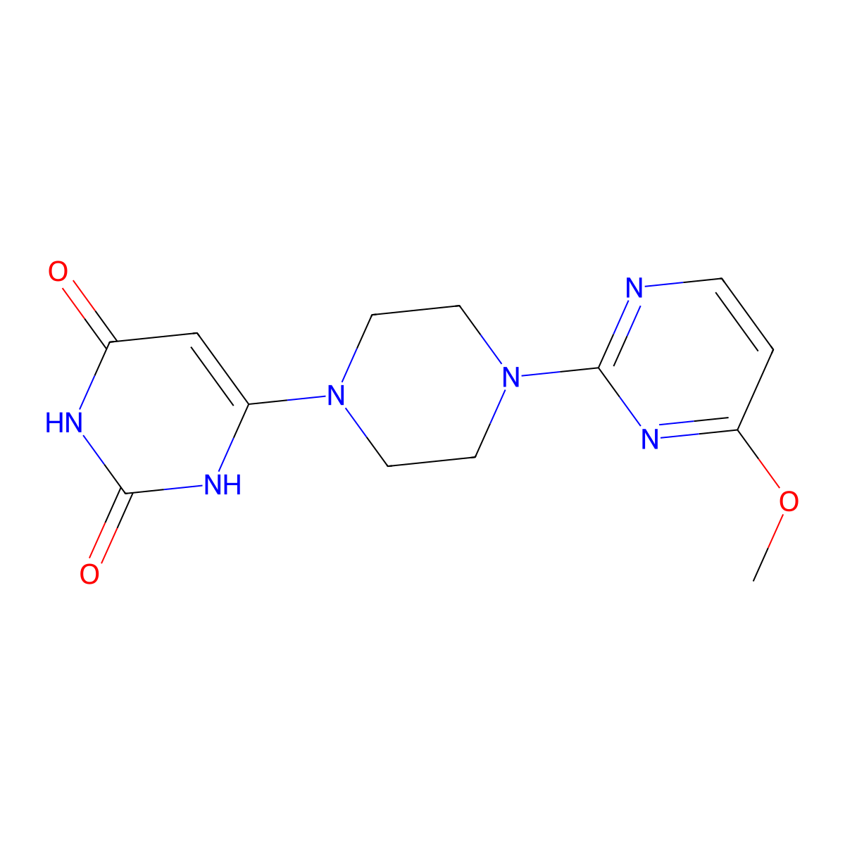 6-(4-(4-methoxypyrimidin-2-yl)piperazin-1-yl)pyrimidine-2,4(1H,3H)-dione molecular structure, CAS 2320663-21-4