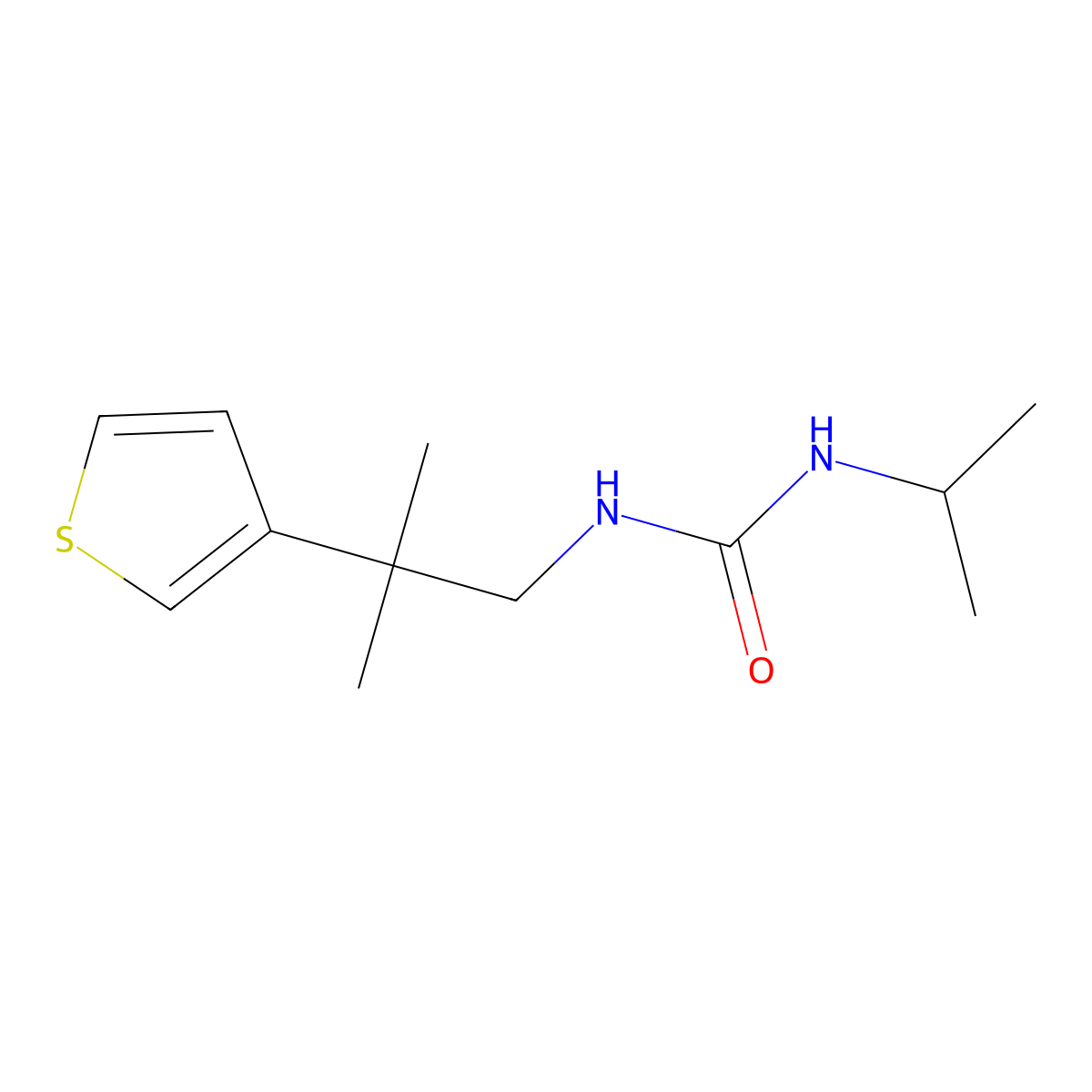 1-Isopropyl-3-(2-methyl-2-(thiophen-3-yl)propyl)urea molecular structure, CAS 2320663-28-1