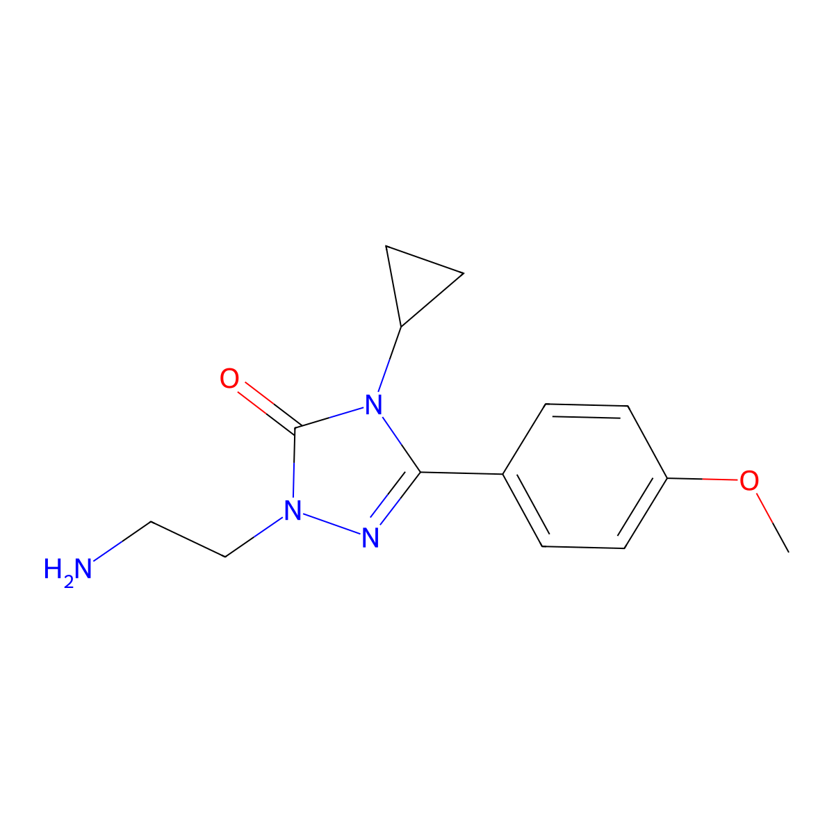 1-(2-aminoethyl)-4-cyclopropyl-3-(4-methoxyphenyl)-4,5-dihydro-1H-1,2,4-triazol-5-one molecular structure, CAS 2320663-39-4