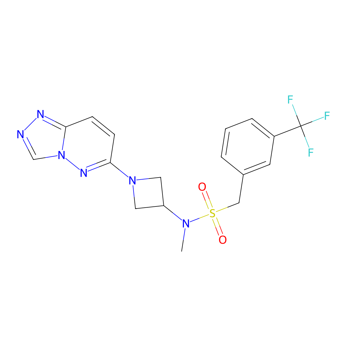 N-methyl-N-(1-{[1,2,4]triazolo[4,3-b]pyridazin-6-yl}azetidin-3-yl)-1-[3-(trifluoromethyl)phenyl]methanesulfonamide molecular structure, CAS 2320663-48-5