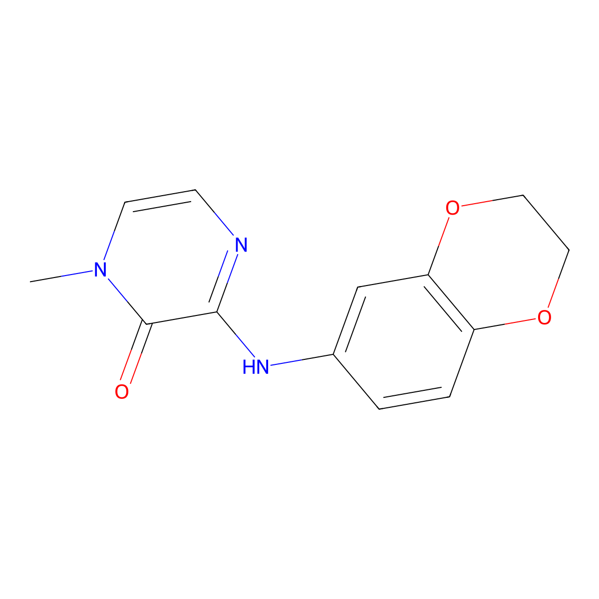 3-((2,3-dihydrobenzo[b][1,4]dioxin-6-yl)amino)-1-methylpyrazin-2(1H)-one molecular structure, CAS 2320663-53-2