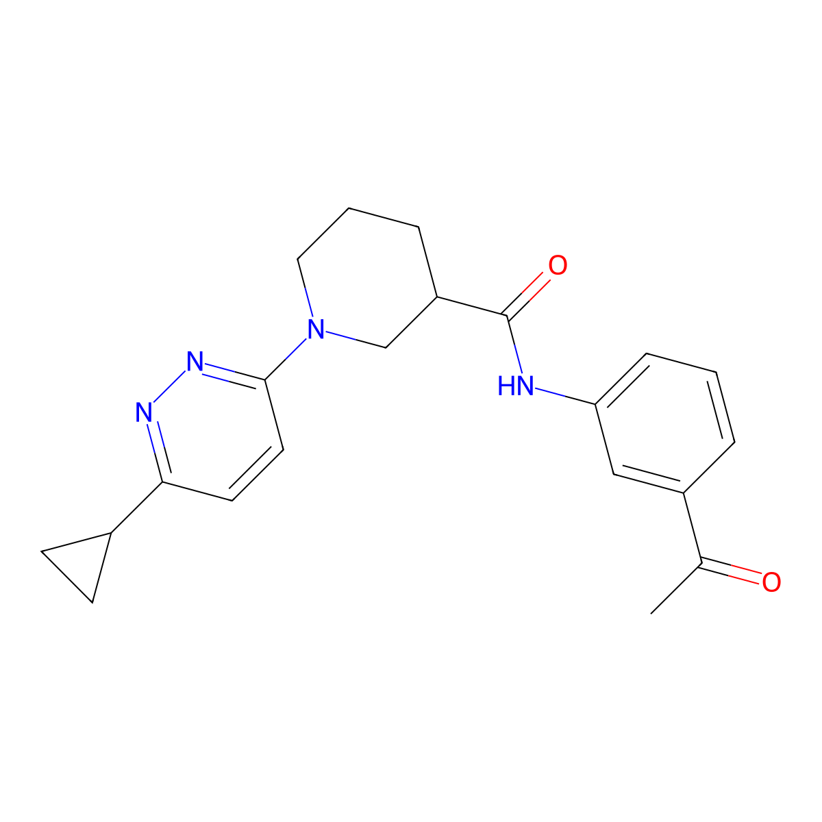 N-(3-acetylphenyl)-1-(6-cyclopropylpyridazin-3-yl)piperidine-3-carboxamide molecular structure, CAS 2320663-75-8