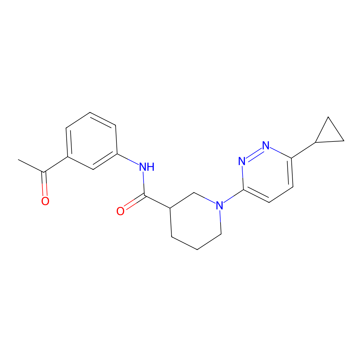 N-(3-acetylphenyl)-1-(6-cyclopropylpyridazin-3-yl)piperidine-3-carboxamide molecular structure, CAS 2320663-75-8