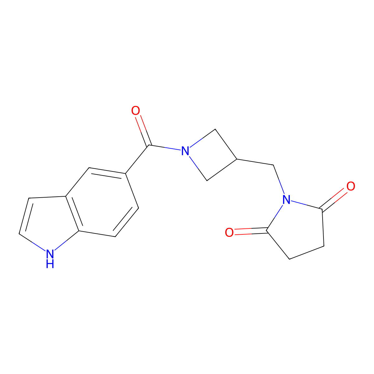 1-{[1-(1H-indole-5-carbonyl)azetidin-3-yl]methyl}pyrrolidine-2,5-dione molecular structure, CAS 2320664-21-7