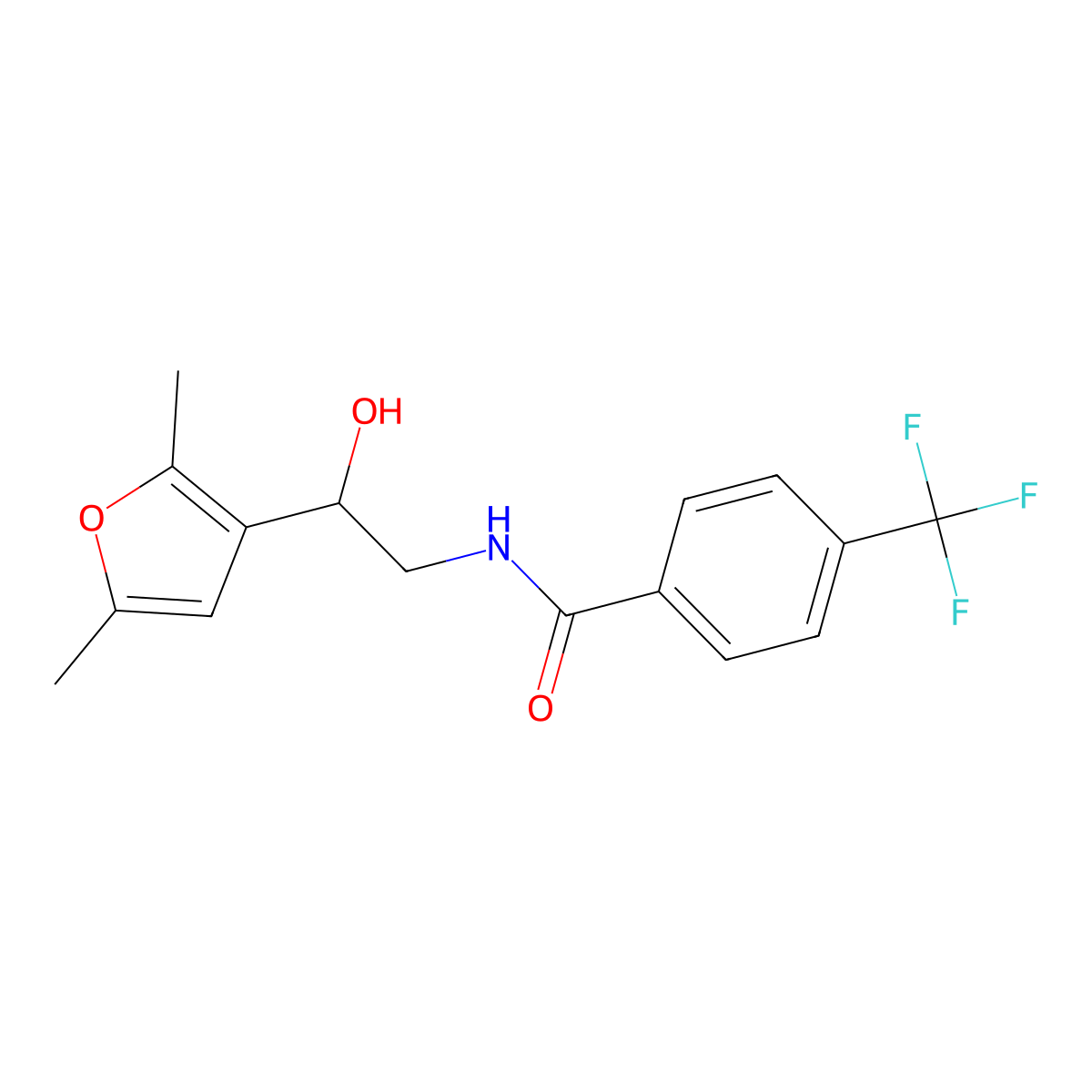 N-[2-(2,5-dimethylfuran-3-yl)-2-hydroxyethyl]-4-(trifluoromethyl)benzamide molecular structure, CAS 2320664-44-4