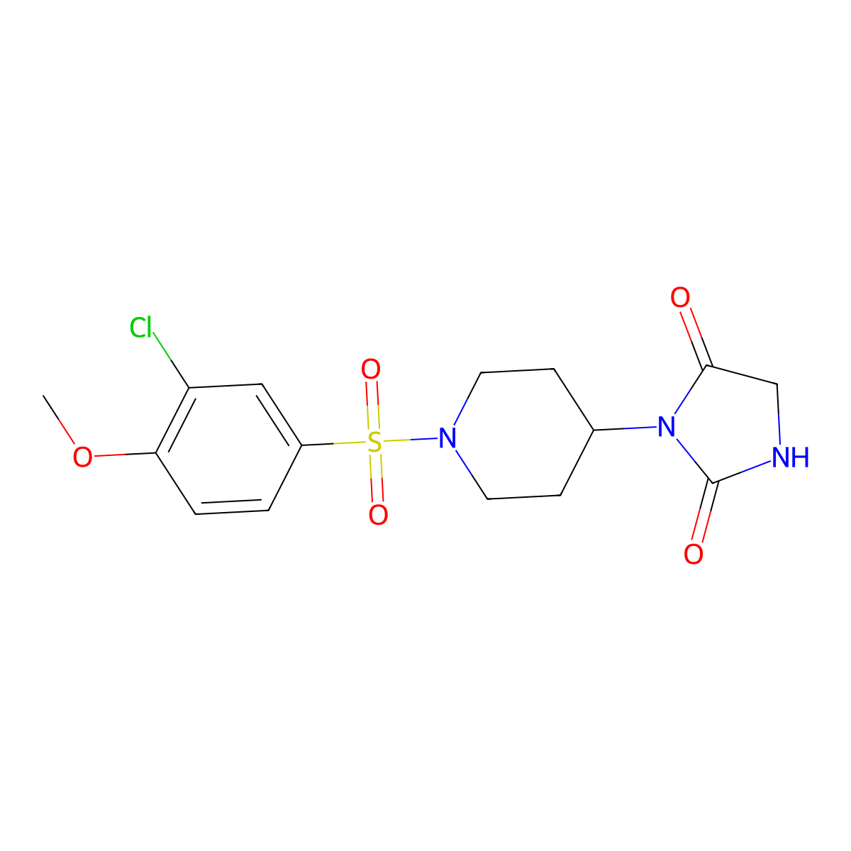 3-[1-(3-Chloro-4-methoxybenzenesulfonyl)piperidin-4-yl]imidazolidine-2,4-dione molecular structure, CAS 2320665-05-0