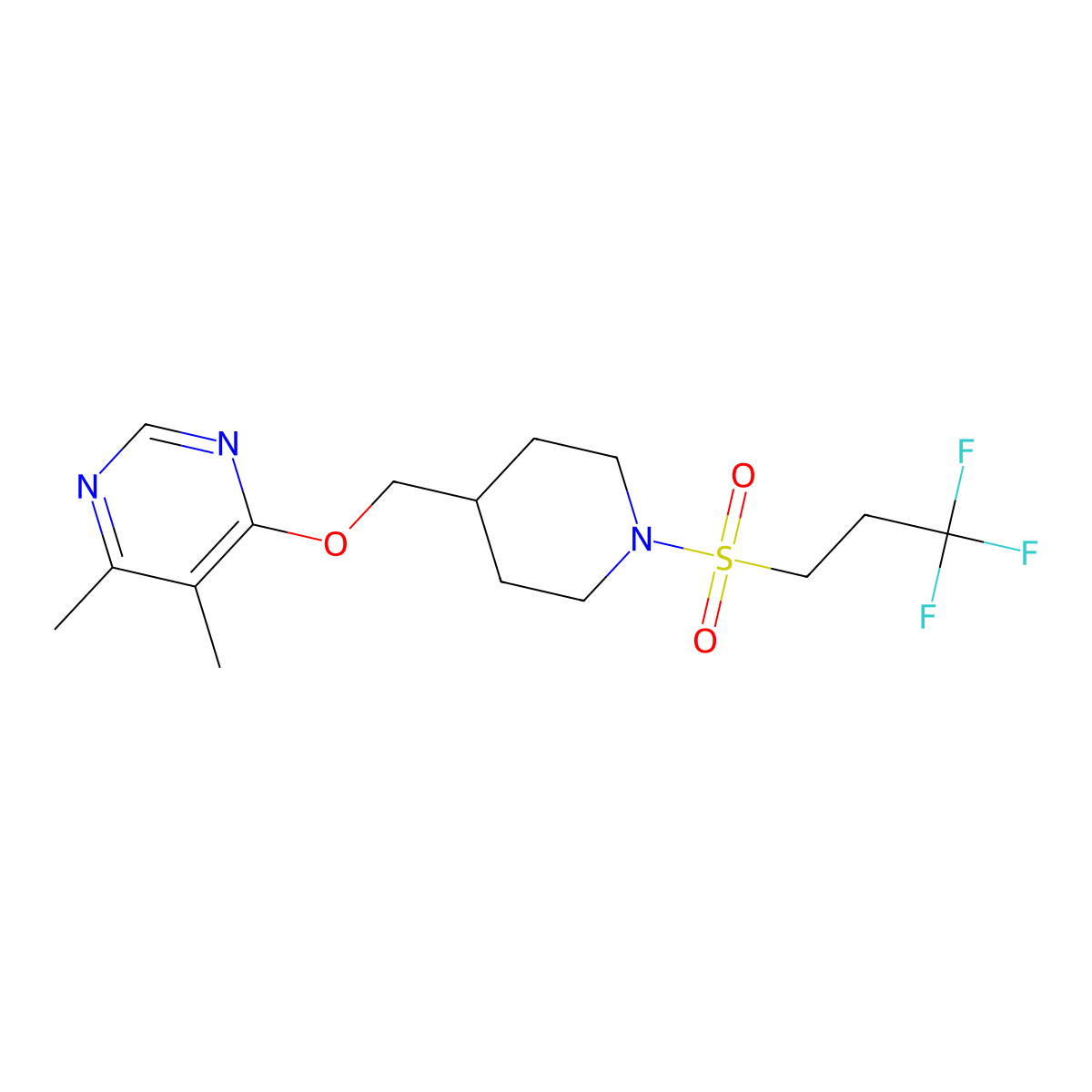 4,5-Dimethyl-6-{[1-(3,3,3-trifluoropropanesulfonyl)piperidin-4-yl]methoxy}pyrimidine molecular structure, CAS 2320665-18-5