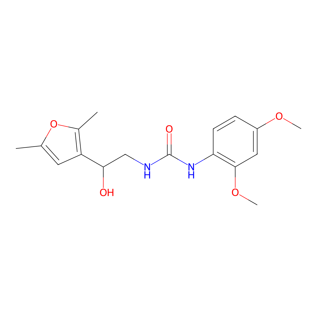 1-(2,4-Dimethoxyphenyl)-3-[2-(2,5-dimethylfuran-3-yl)-2-hydroxyethyl]urea molecular structure, CAS 2320665-99-2