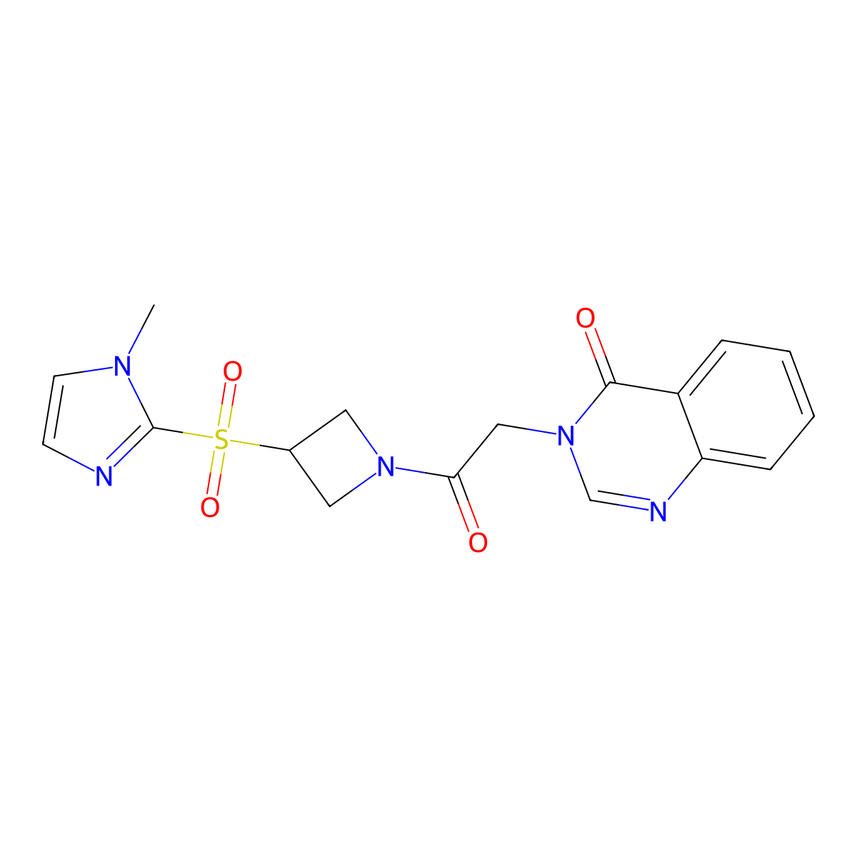 3-(2-(3-((1-methyl-1H-imidazol-2-yl)sulfonyl)azetidin-1-yl)-2-oxoethyl)quinazolin-4(3H)-one molecular structure, CAS 2320666-32-6