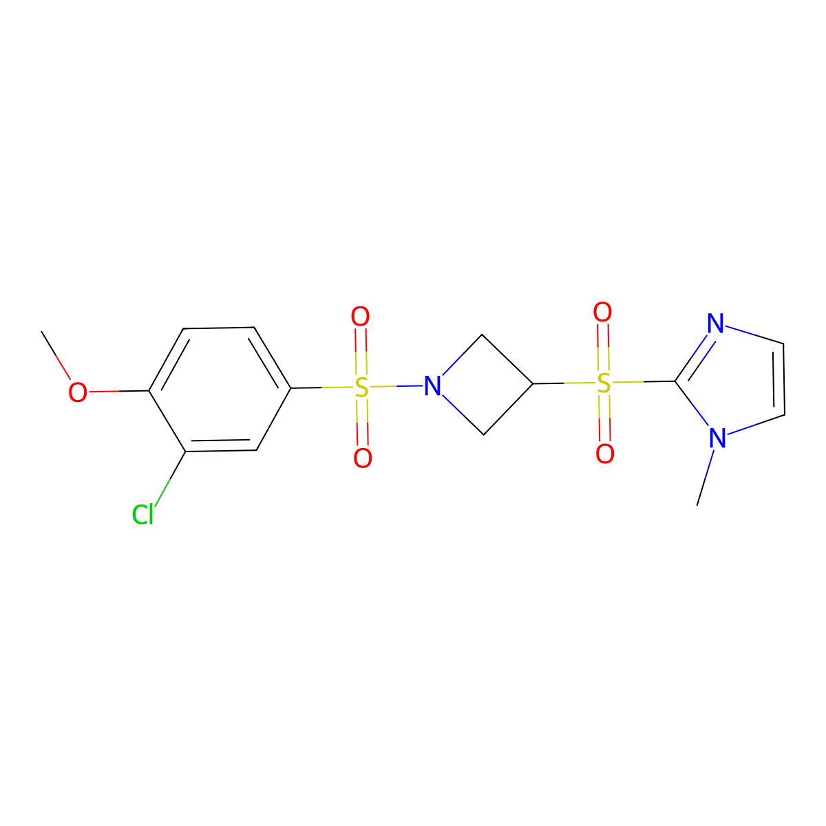 2-{[1-(3-chloro-4-methoxybenzenesulfonyl)azetidin-3-yl]sulfonyl}-1-methyl-1H-imidazole molecular structure, CAS 2320668-03-7