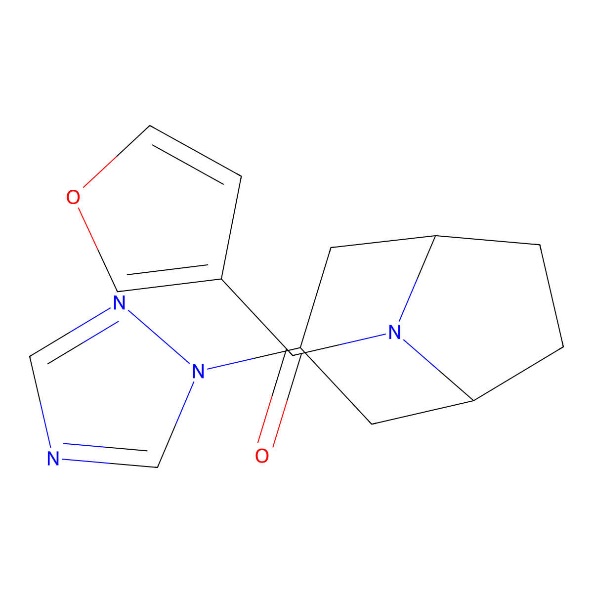 8-(furan-3-carbonyl)-3-(1H-1,2,4-triazol-1-yl)-8-azabicyclo[3.2.1]octane molecular structure, CAS 2320668-36-6