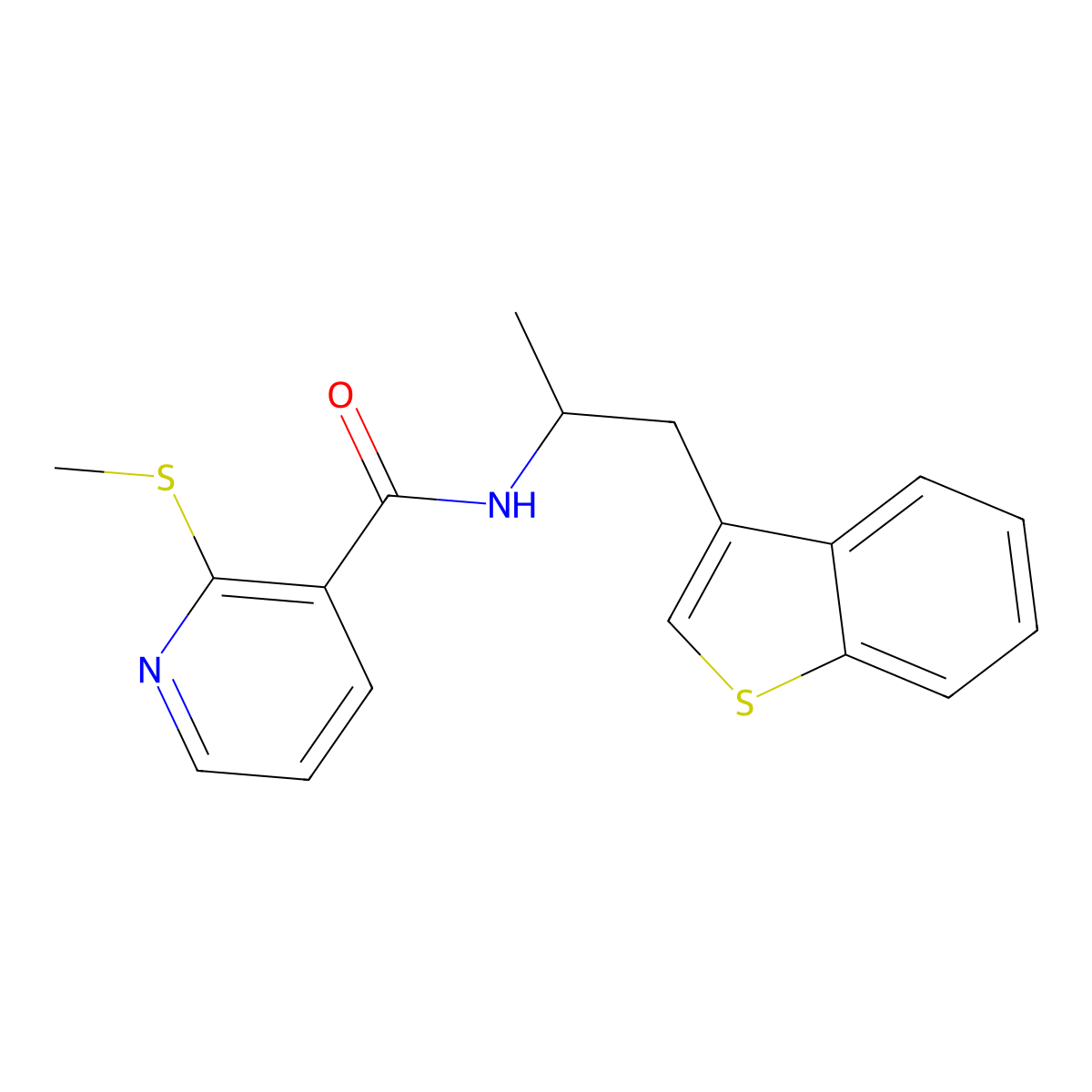 N-[1-(1-benzothiophen-3-yl)propan-2-yl]-2-(methylsulfanyl)pyridine-3-carboxamide molecular structure, CAS 2320669-29-0