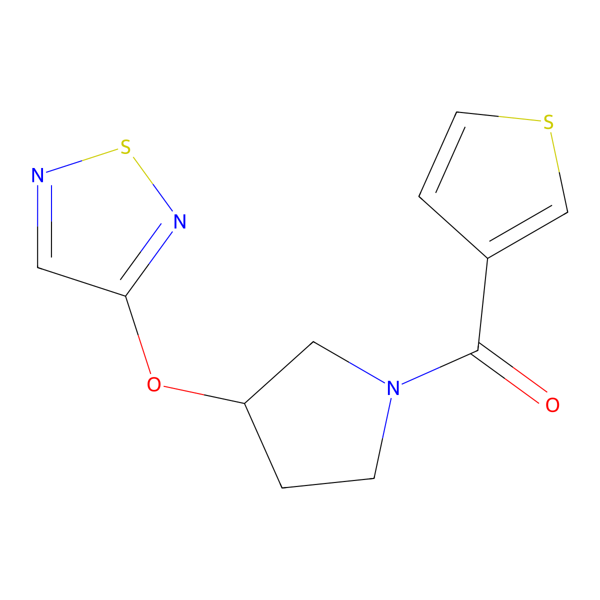 3-{[1-(Thiophene-3-carbonyl)pyrrolidin-3-yl]oxy}-1,2,5-thiadiazole molecular structure, CAS 2320669-89-2