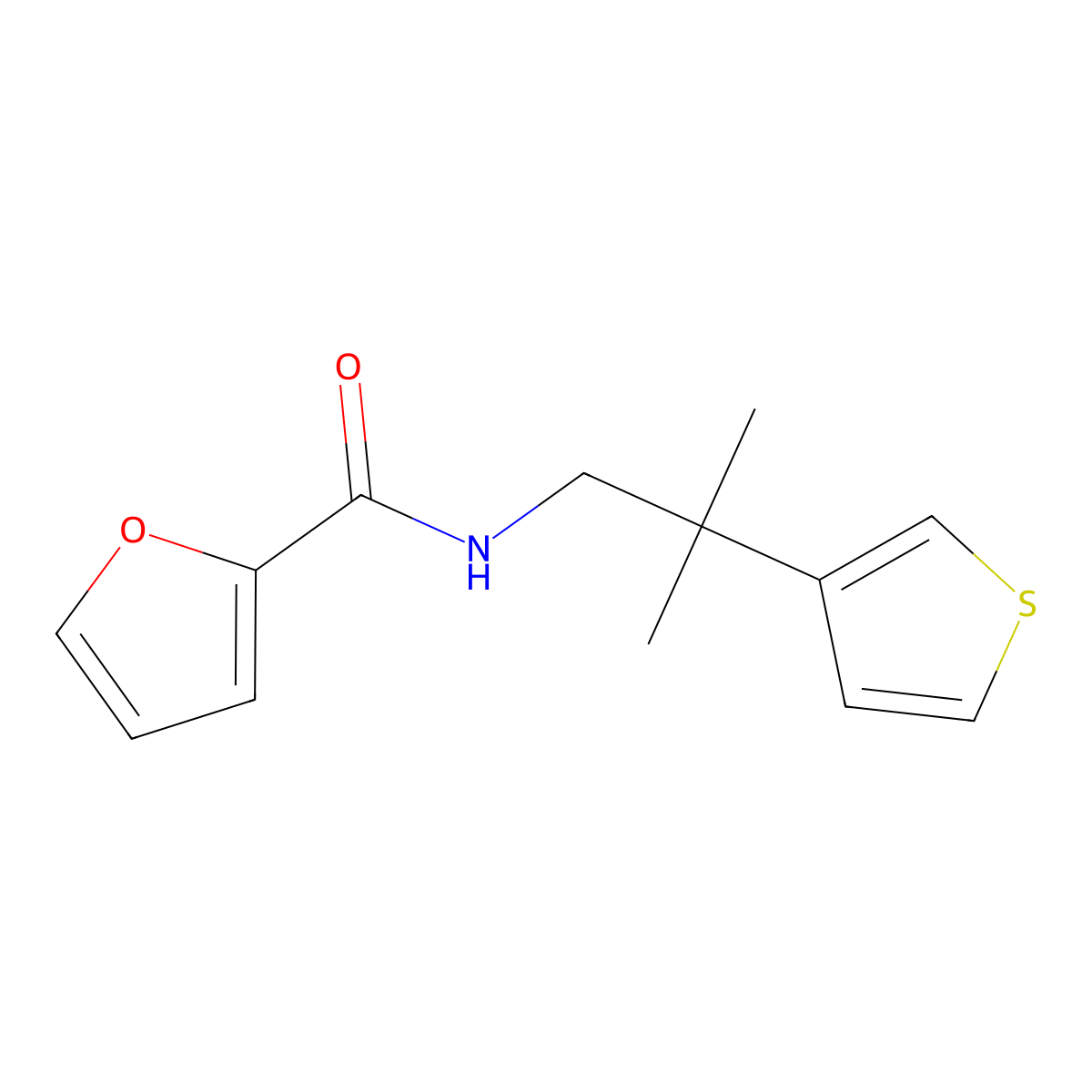 N-(2-methyl-2-(thiophen-3-yl)propyl)furan-2-carboxamide molecular structure, CAS 2320670-96-8