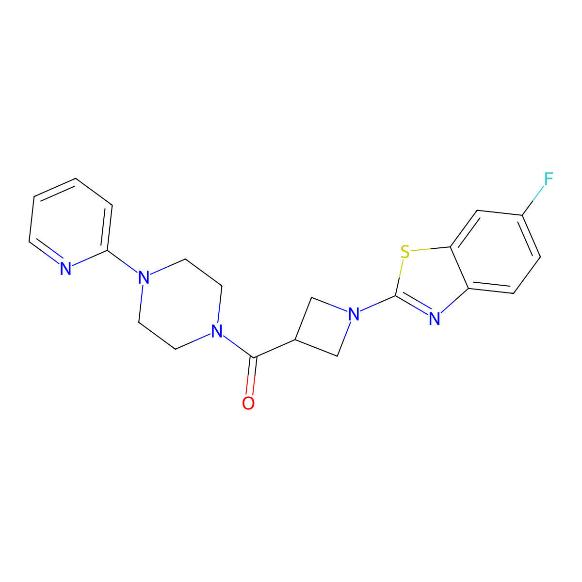 (1-(6-Fluorobenzo[d]thiazol-2-yl)azetidin-3-yl)(4-(pyridin-2-yl)piperazin-1-yl)methanone molecular structure, CAS 2320671-01-8