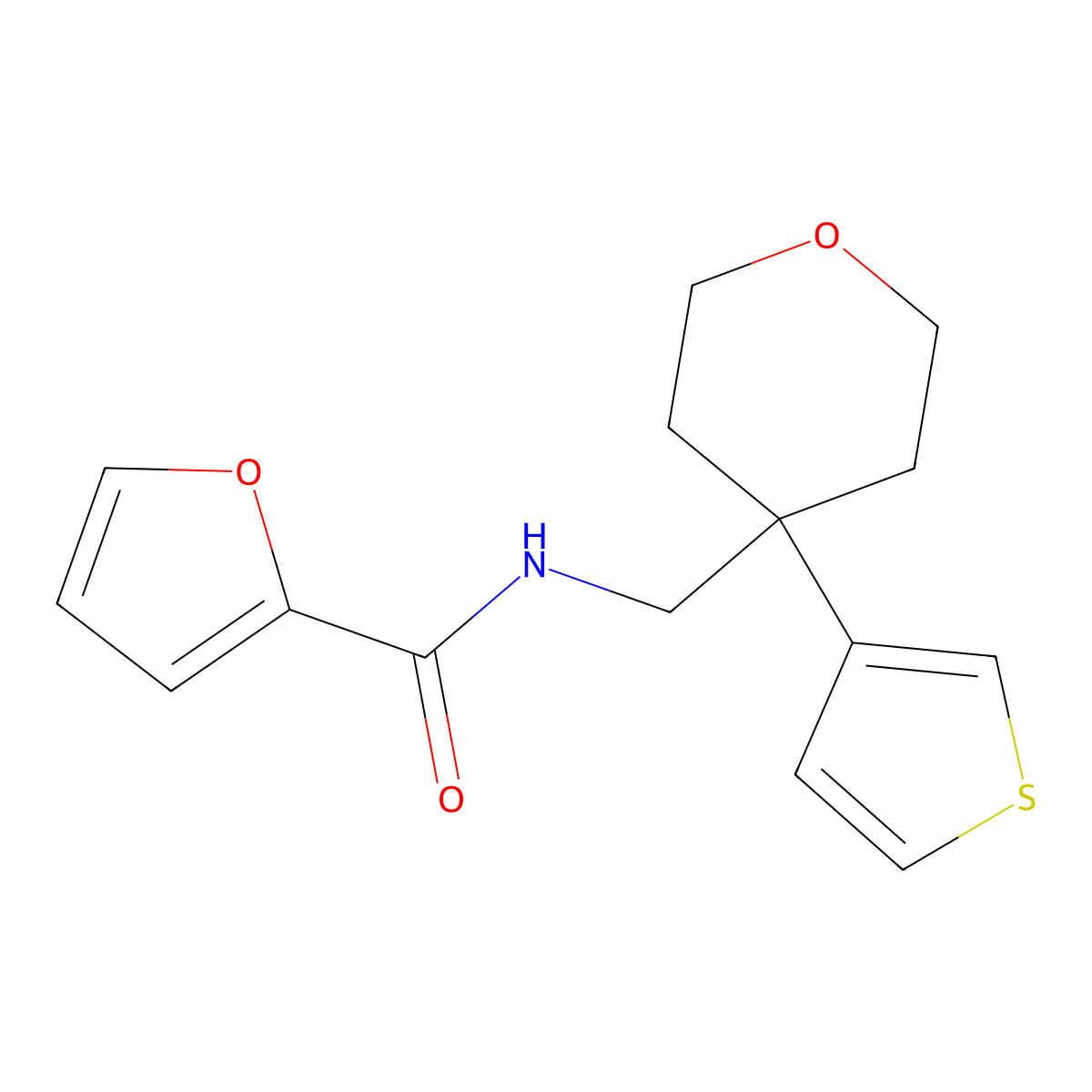 N-{[4-(thiophen-3-yl)oxan-4-yl]methyl}furan-2-carboxamide molecular structure, CAS 2320679-86-3