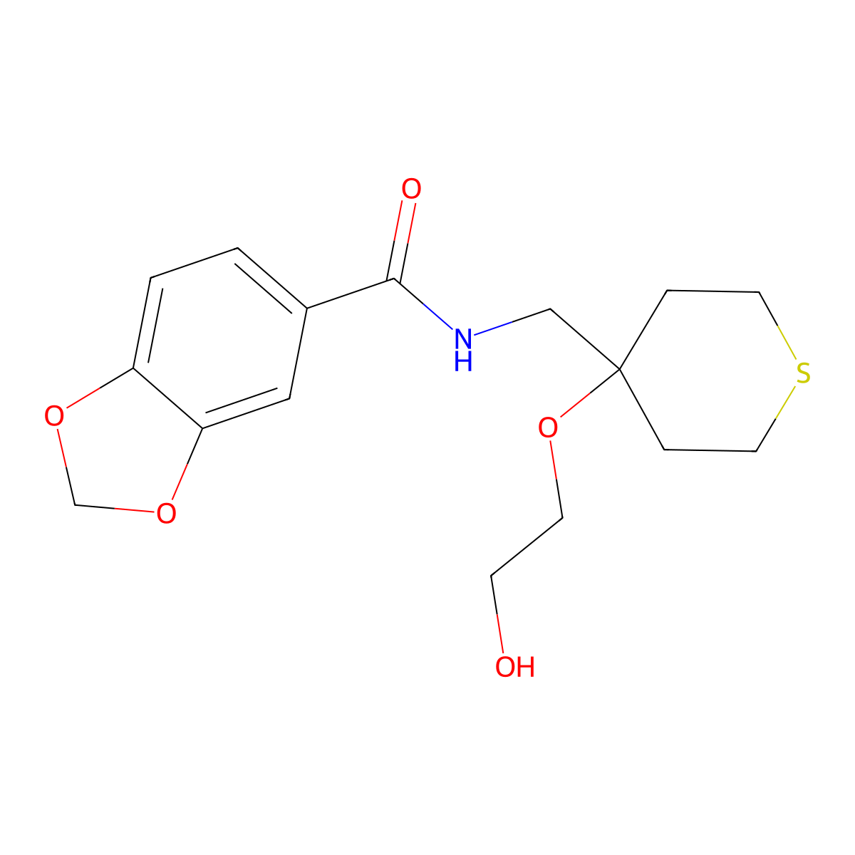 N-{[4-(2-hydroxyethoxy)thian-4-yl]methyl}-2H-1,3-benzodioxole-5-carboxamide molecular structure, CAS 2320680-63-3