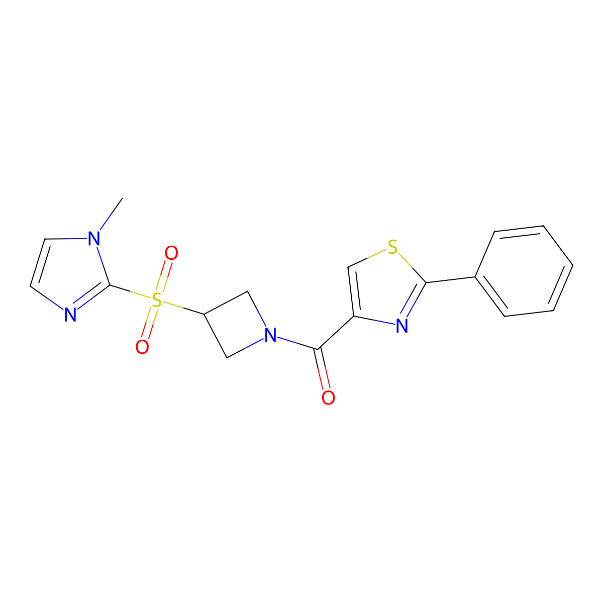 (3-((1-methyl-1H-imidazol-2-yl)sulfonyl)azetidin-1-yl)(2-phenylthiazol-4-yl)methanone molecular structure, CAS 2320681-06-7