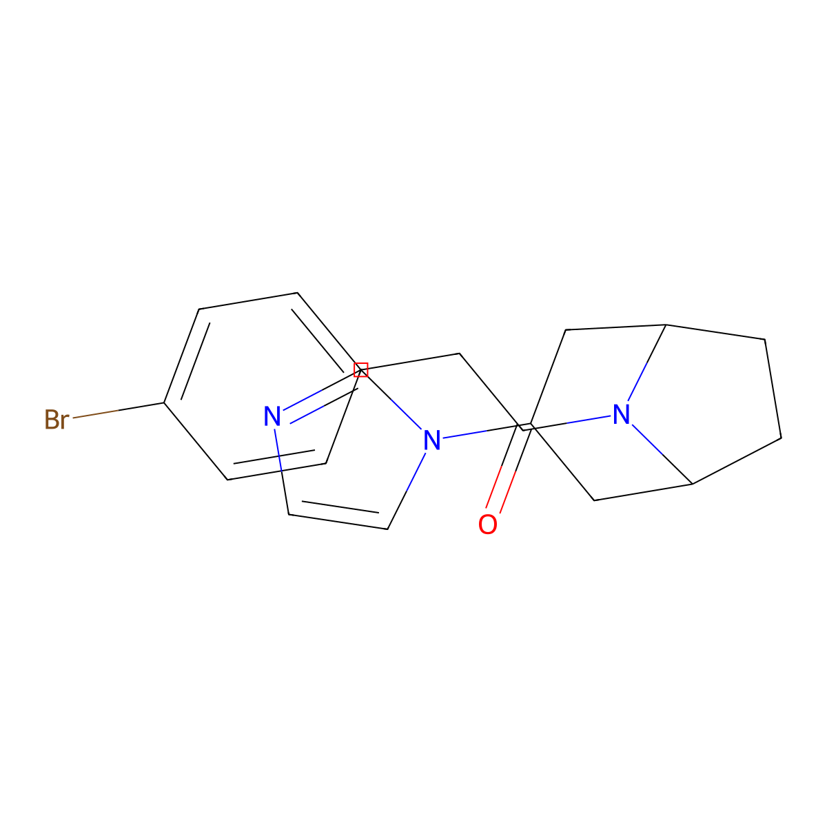2-(4-bromophenyl)-1-[3-(1H-imidazol-1-yl)-8-azabicyclo[3.2.1]octan-8-yl]ethan-1-one molecular structure, CAS 2320681-84-1